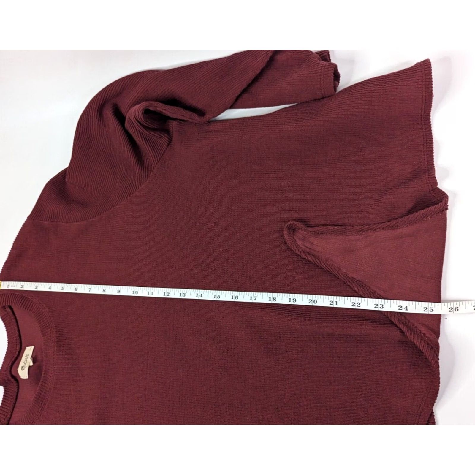 Madewell Madewell Elwood Knot Front Top Ribbed Maroon Classic Basic Thermal Womens 3X Shirt Long Sleeve Crew Neck Cotton Knit Size XXL / US 16-18 / IT 52-54 - 5 Thumbnail