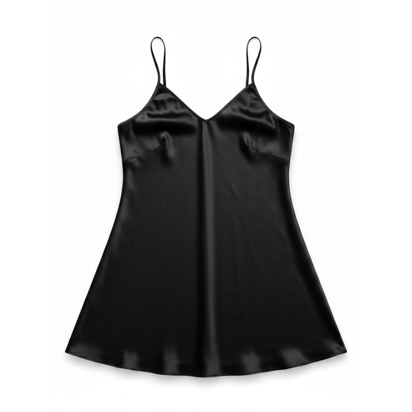Other NWT New SGMSILK 19 Momme Mulberry Silk Black Nightgown Slip Size ONE SIZE - 2 Thumbnail