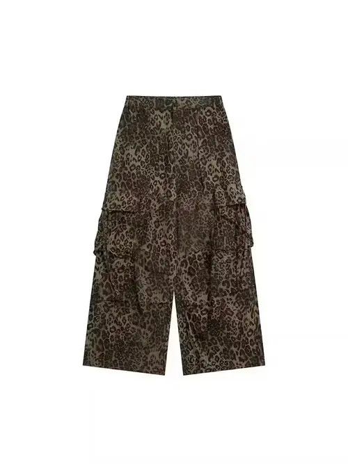 Japanese Brand × Jean Leopard print paratrooper pleated cargo wide-leg pants Size US 32 / EU 48 - 4 Thumbnail