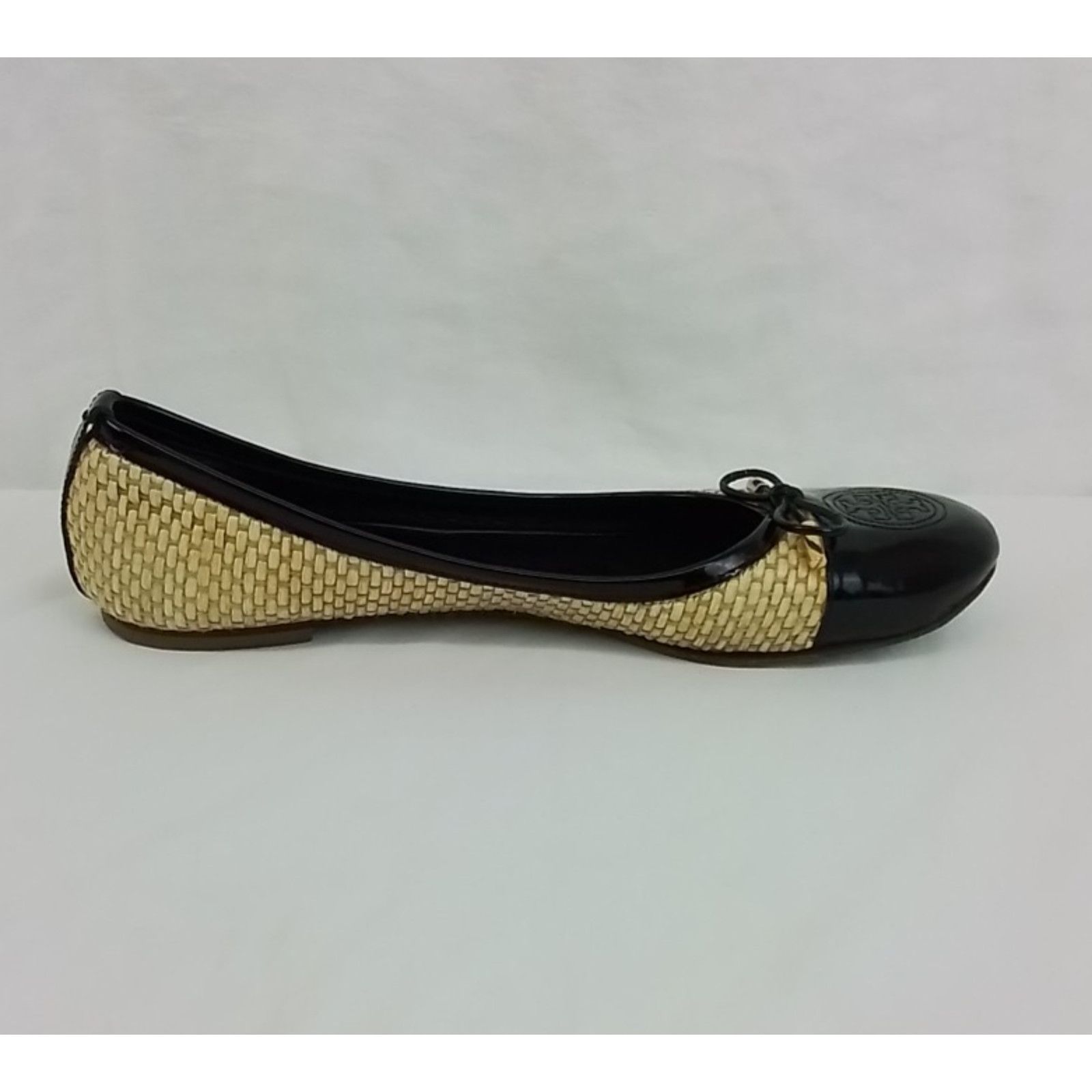 Tory Burch Tory Burch Leather Flat Women's US 10 Black Beige Espadrille Size US 10 / IT 40 - 3 Thumbnail