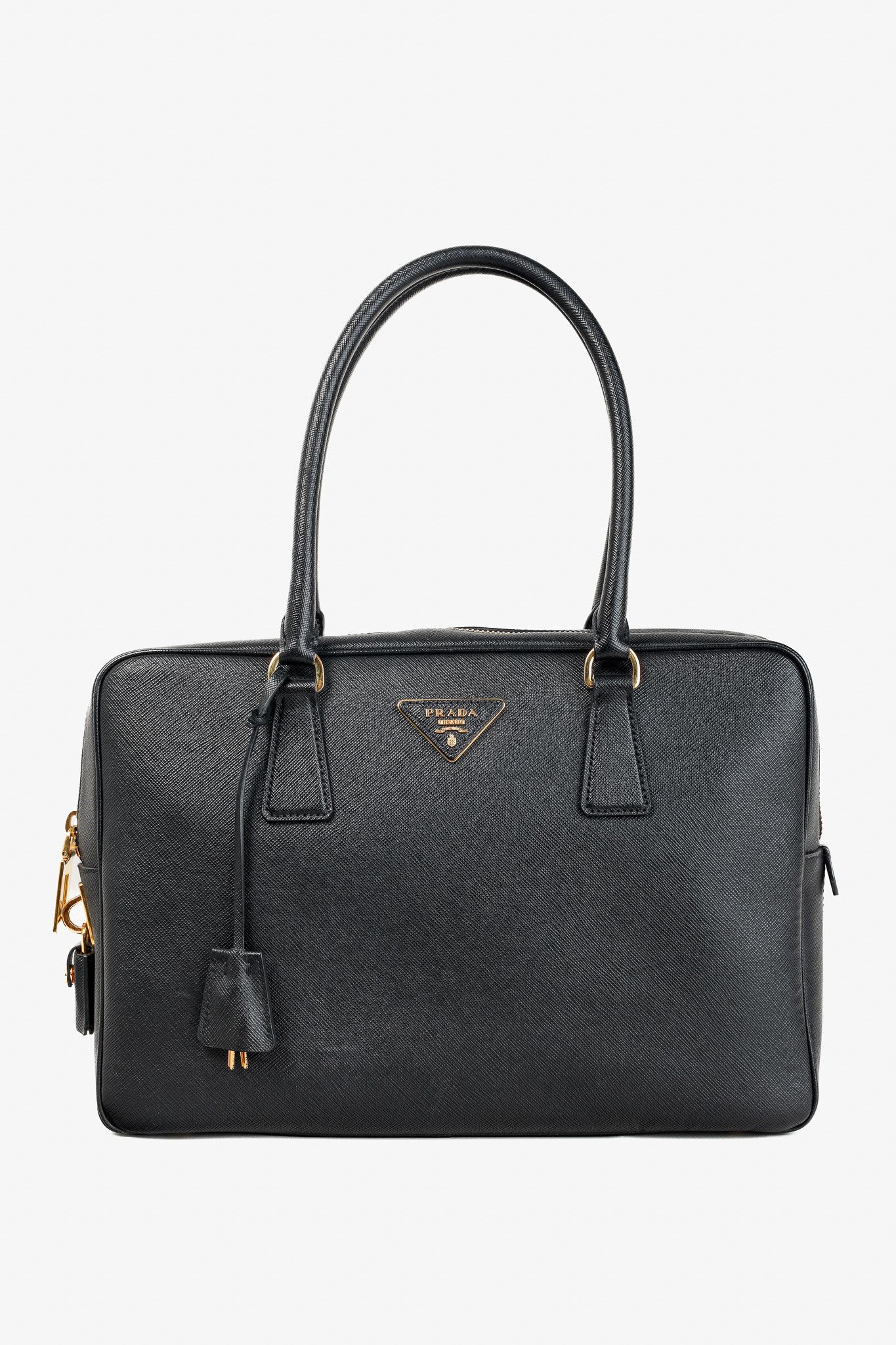 Prada Prada Black Saffiano-Leather Top-Handle Briefcase Size ONE SIZE - 1 Thumbnail