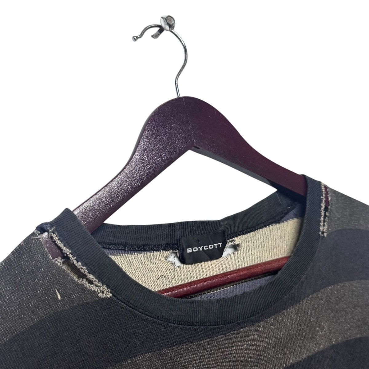 Distressed Thrashed Stripes Tee Shirt