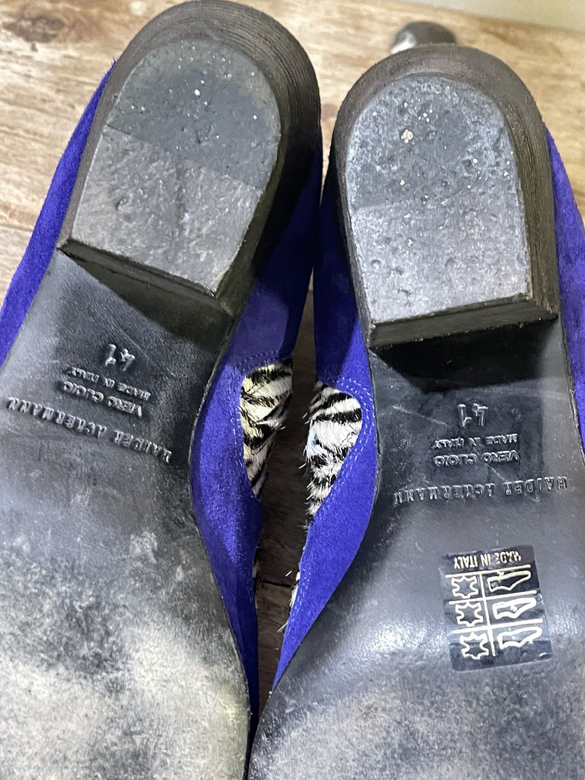 Haider Ackermann SS16 Zebra Ponyhair and Blue Suede Flame Booties Size US 11 / IT 41 - 18 Thumbnail