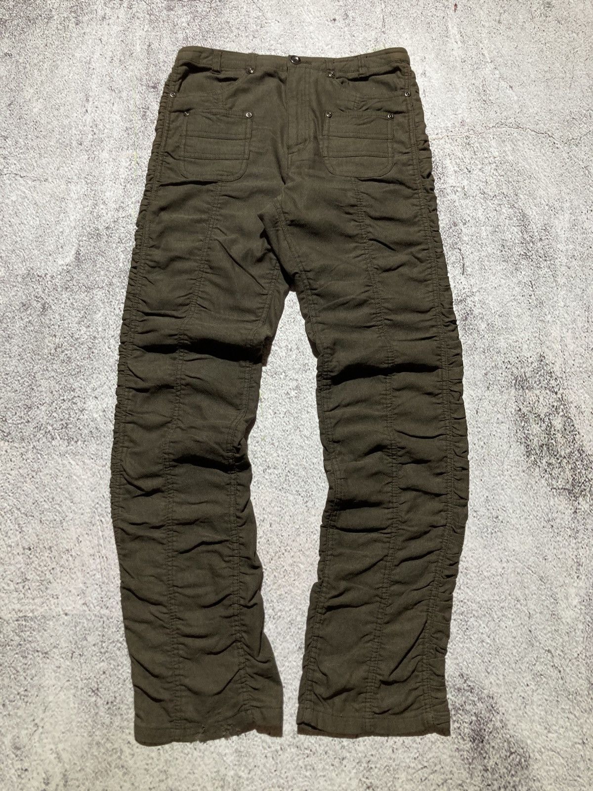 Japanese Brand 2000s Japanese Brand Ruched Pants Punk Lgb Style Green Army Size US 26 / EU 42 - 1 Thumbnail