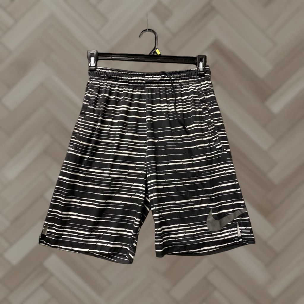Nike Nike Dri Fit Striped Black White Gray Shorts Small Soft / 135-23 Mens Size US 29 - 1 Thumbnail