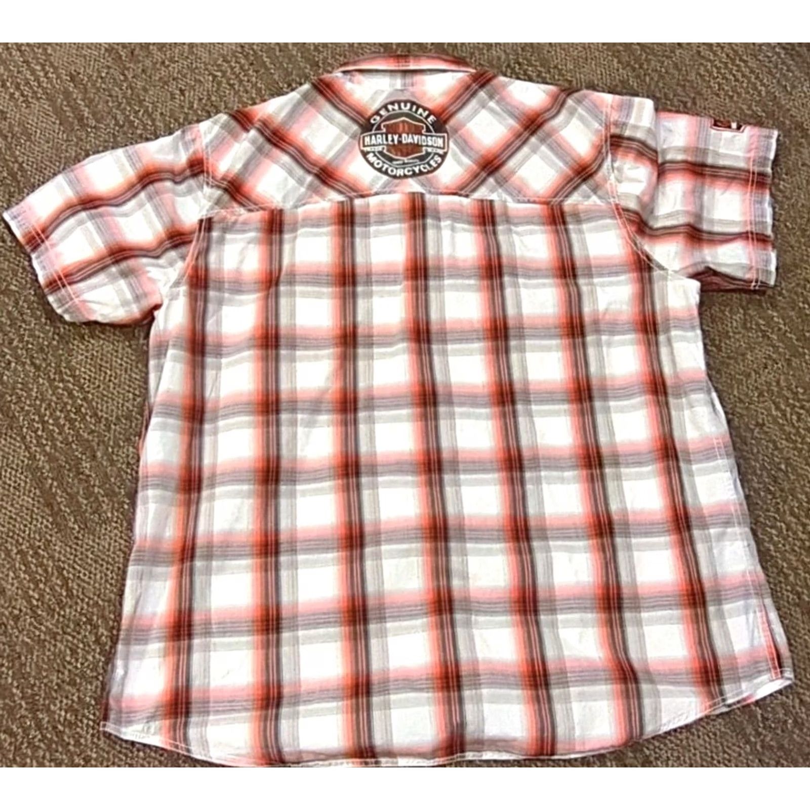 Harley Davidson Genuine HARLEY-DAVIDSON Patch Logo Button Shirt XXL Mens Shirt Short Sleeve Multicolor Plaid Embroidered Pocket Button-Up Casual Workwear Size US XXL / EU 58 / 5 - 5 Thumbnail
