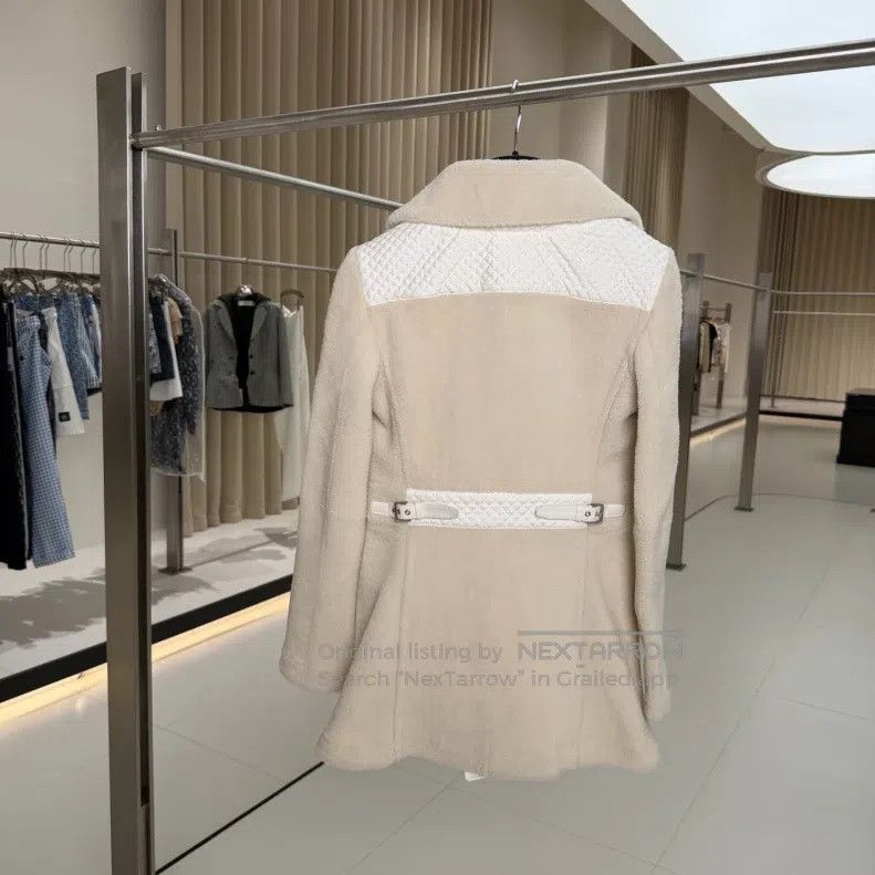 Hermes Hermes Beige lambswool mid-length cotton-padded jacket Size XXS / US 00 / IT 34 - 2 Thumbnail