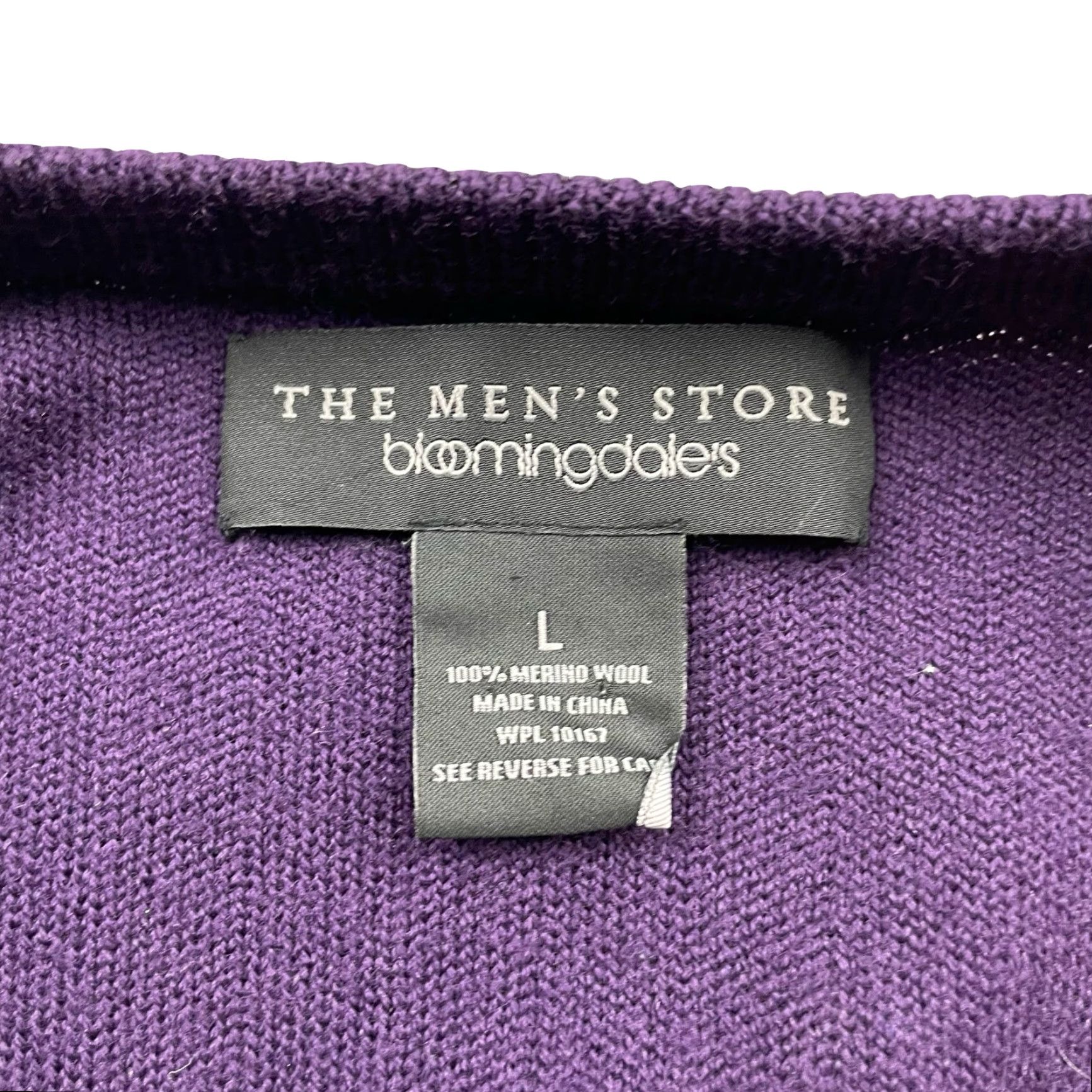 Bloomingdale's Bloomingdales Men's Sweater Large Purple 100% Wool V-Neck Pullover Size US L / EU 52-54 / 3 - 3 Thumbnail