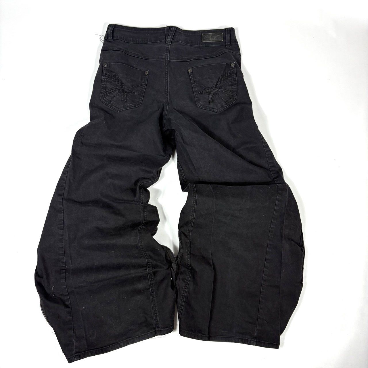 Japanese Brand Custom Black Baggy Distressed Jeans Painted Wide Leg Size US 31 - 3 Thumbnail