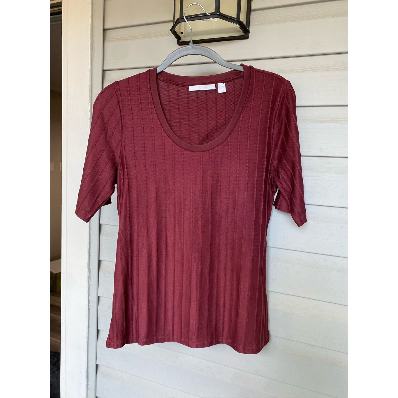 Hugo Boss Hugo Boss Maroon Burgundy Ribbed Short Sleeve Scoop Neck Blo Size M / US 6-8 / IT 42-44 - 1 Thumbnail