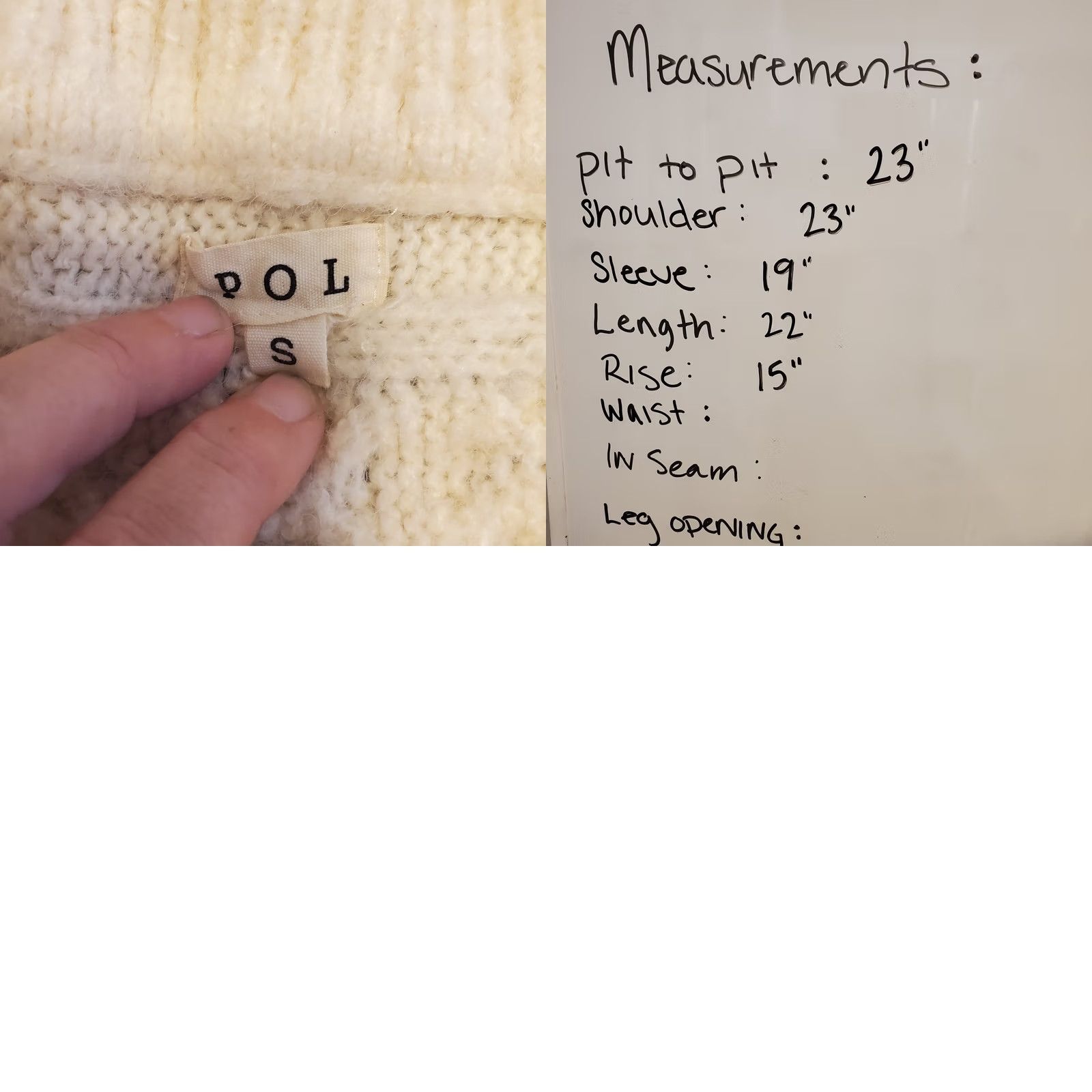Vintage POL Anthropologie Sweater Small Cream Cable Knit Faux Wrap Balloon Sleeve Size S / US 4 / IT 40 - 8 Thumbnail