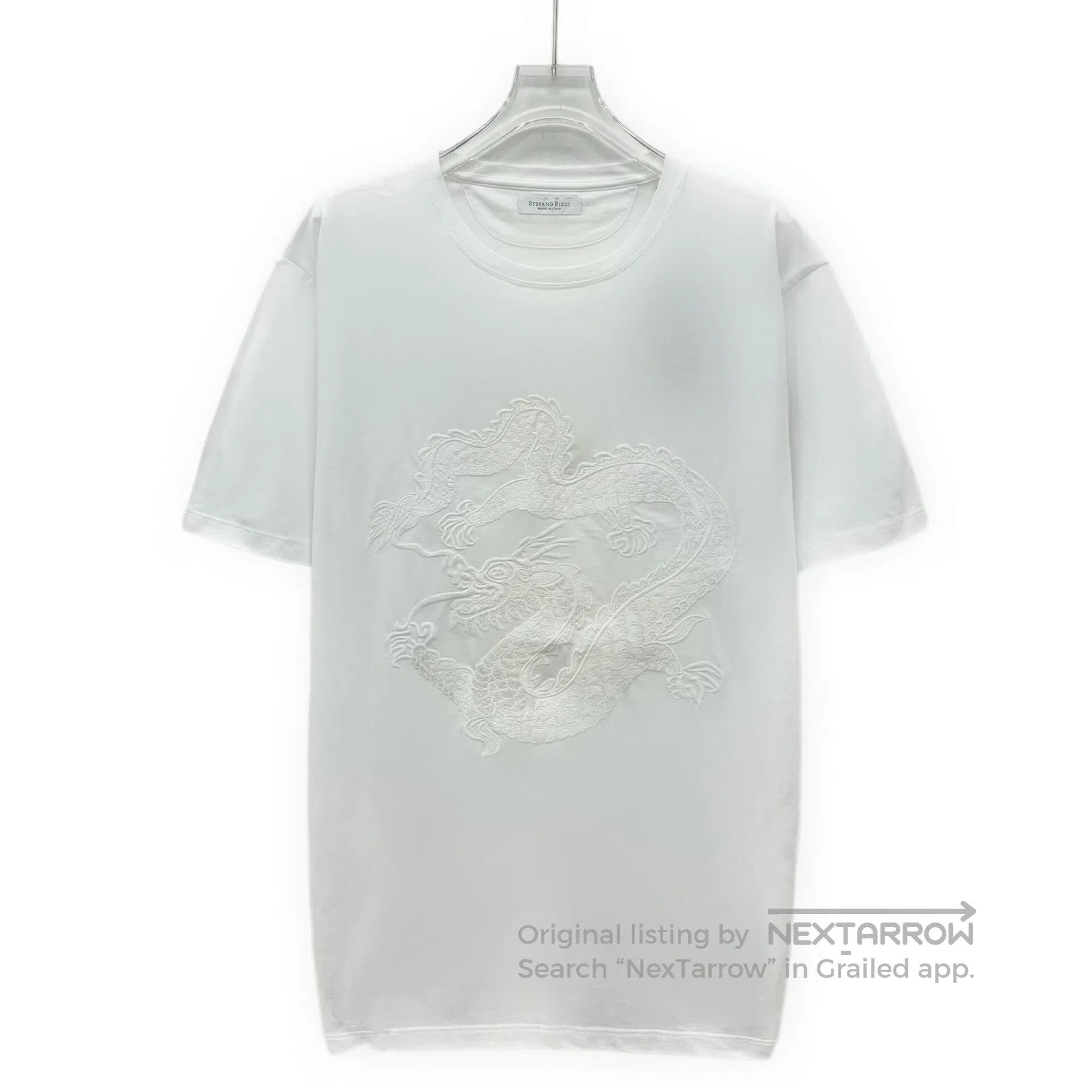 Stefano Ricci Stefano Ricci White dragon totem embroidery cotton round-n Size US XL / EU 56 / 4 - 1 Thumbnail