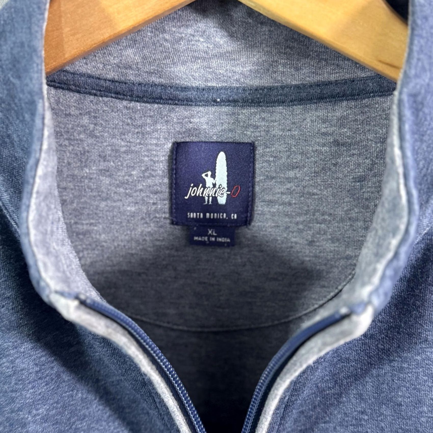 johnnie-O Johnnie O Sweater Mens XL Blue Quarter Zip Pullover Casual Golf Knit Mock Neck 1/4 Zip Lightweight Cotton Lyocell Polyester Office Wear Men Size US XL / EU 56 / 4 - 4 Thumbnail