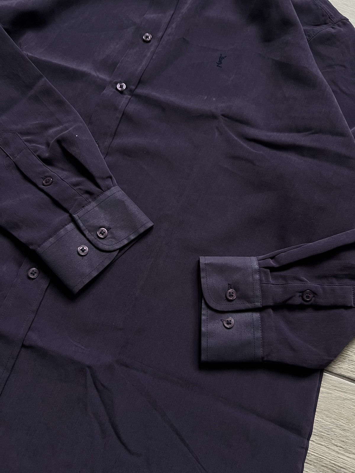 Vintage × Yves Saint Laurent Vintage YSL Yves Saint Lauren Shirt Purple Luxury Size US XL / EU 56 / 4 - 9 Thumbnail