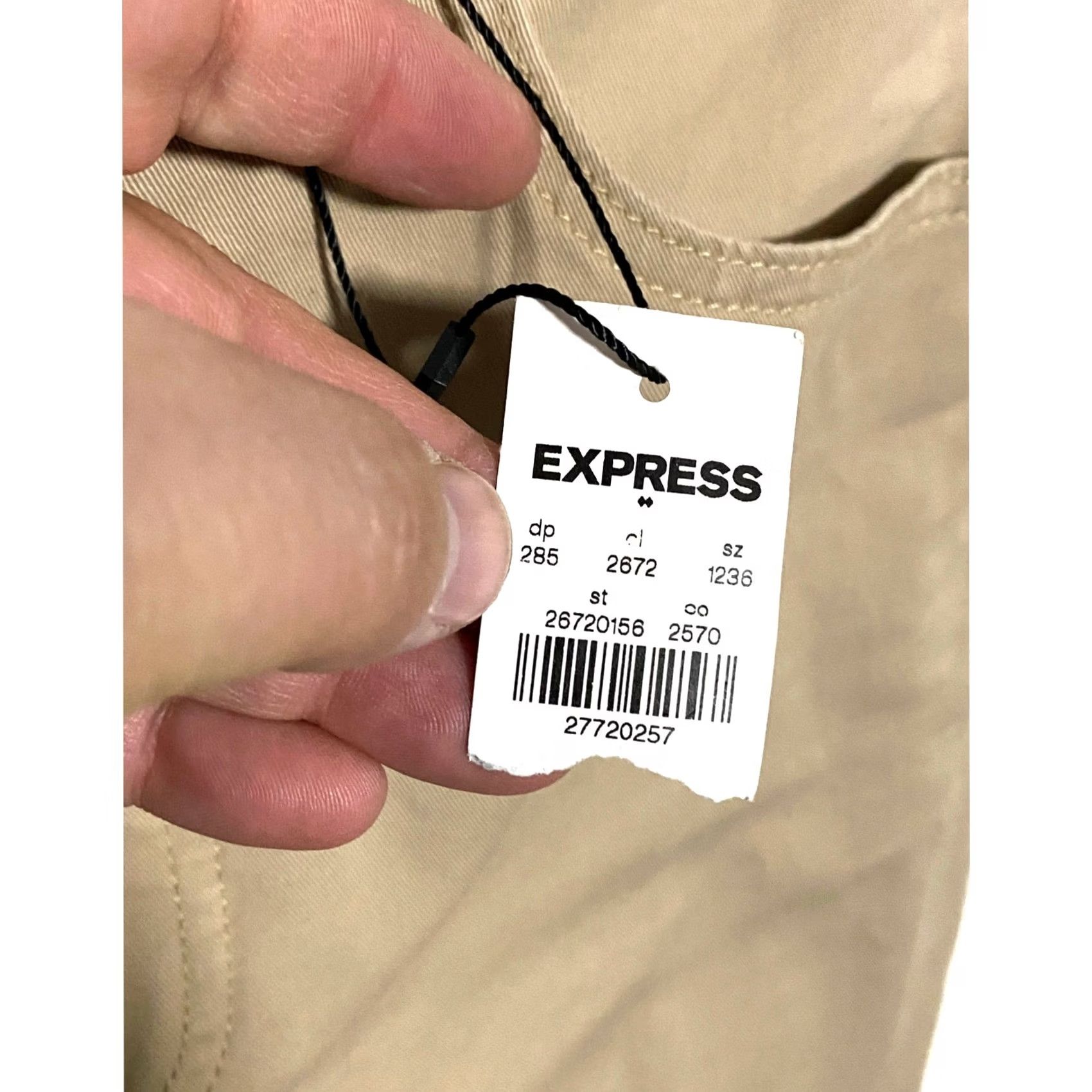 Express Express Khaki Jeans Womens 6R Straight High Rise NWT Chino Casual Workwear 29W 25.5in Inseam - Beige/Preppy, 79% Cotton 19% Rayon 2% Spandex Size 28" / US 6 / IT 42 - 6 Thumbnail