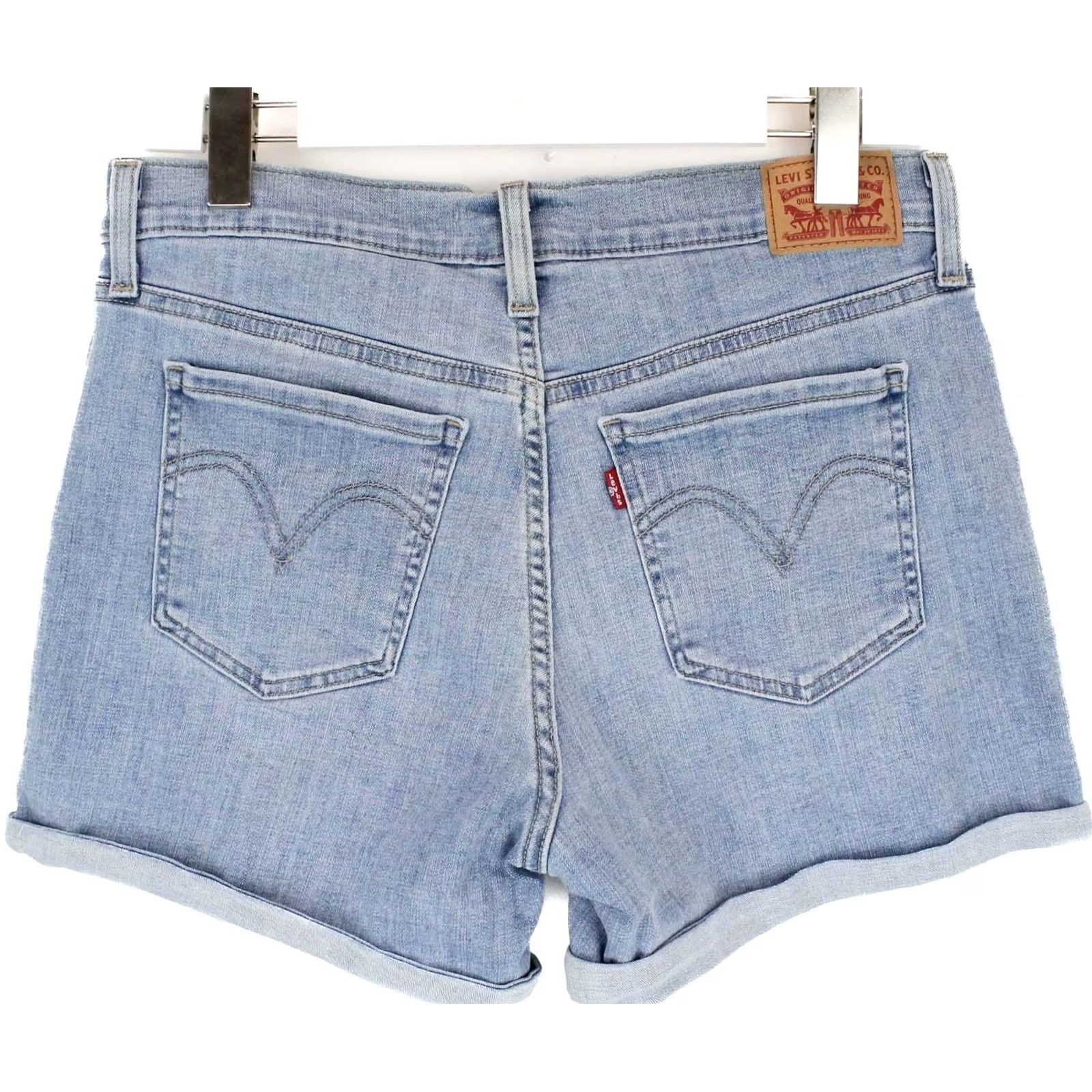 Levi's LEVI'S Mid-Length Shorts Women W31 Cuffed Faded Zip Fly Blue Size 24" / US 00 / IT 34 - 2 Thumbnail