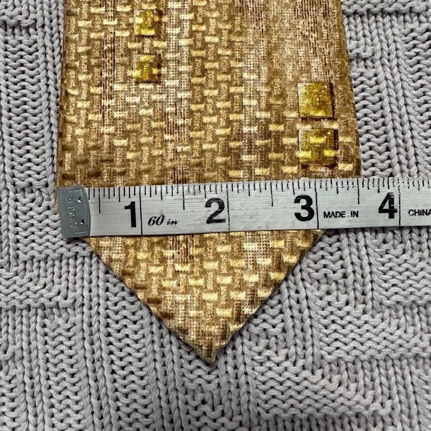 Ermenegildo Zegna Ermenegildo Zegna golden basketweave silk tie Size ONE SIZE - 5 Thumbnail