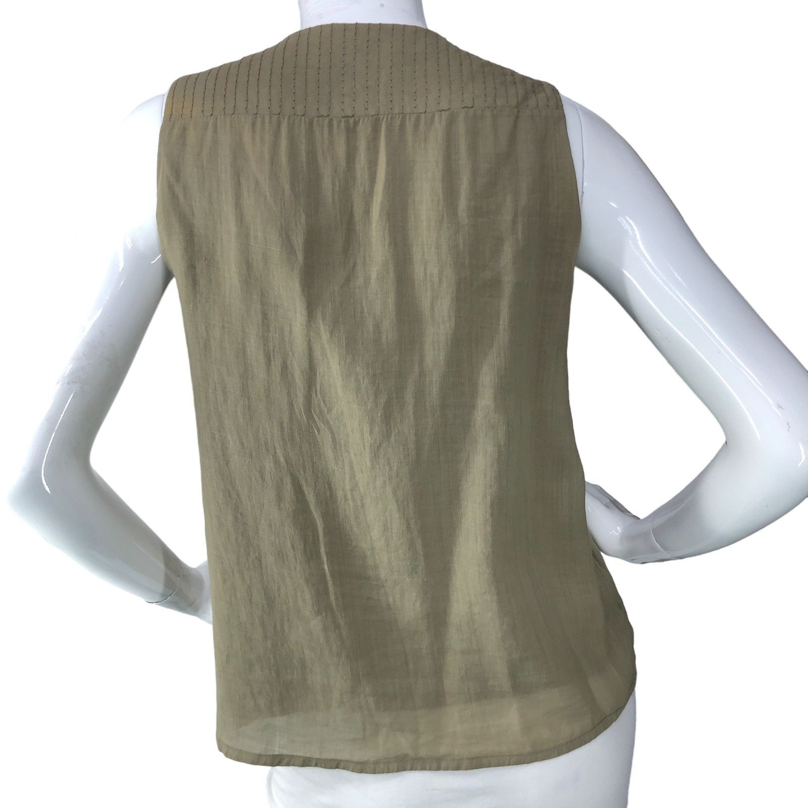 Adolfo Dominguez Adolfo Dominguez Size S Shell Tank Top Green Deep V Neck Size S / US 4 / IT 40 - 7 Thumbnail