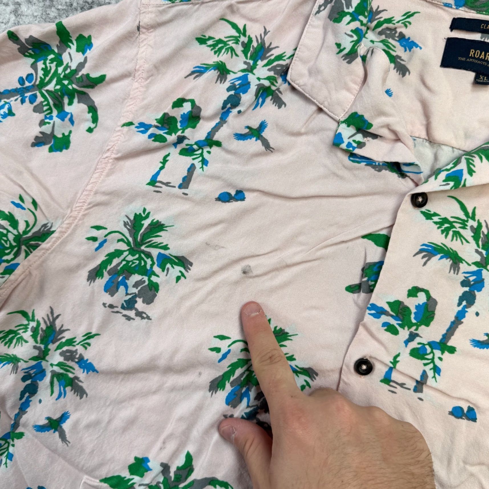 Roark Roark Shirt Mens XL Pink Hawaiian Palm Tree Classic Fit Rayon Beachy Resort Button-Up Size US XL / EU 56 / 4 - 3 Thumbnail