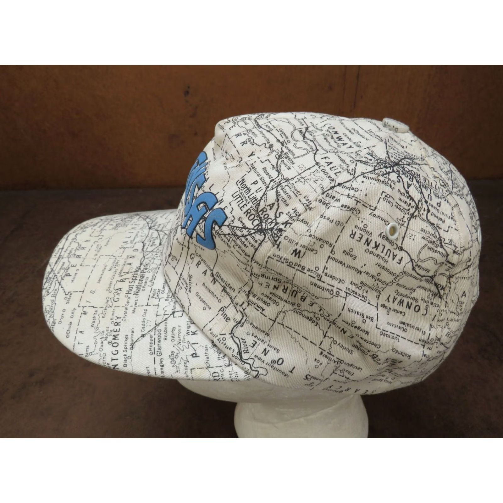 Vintage USA Arkansas Road map Hot springs State adjustable Hat Unisex Adults One Size White 80s 90s Vintage Style Cap Size ONE SIZE - 3 Thumbnail