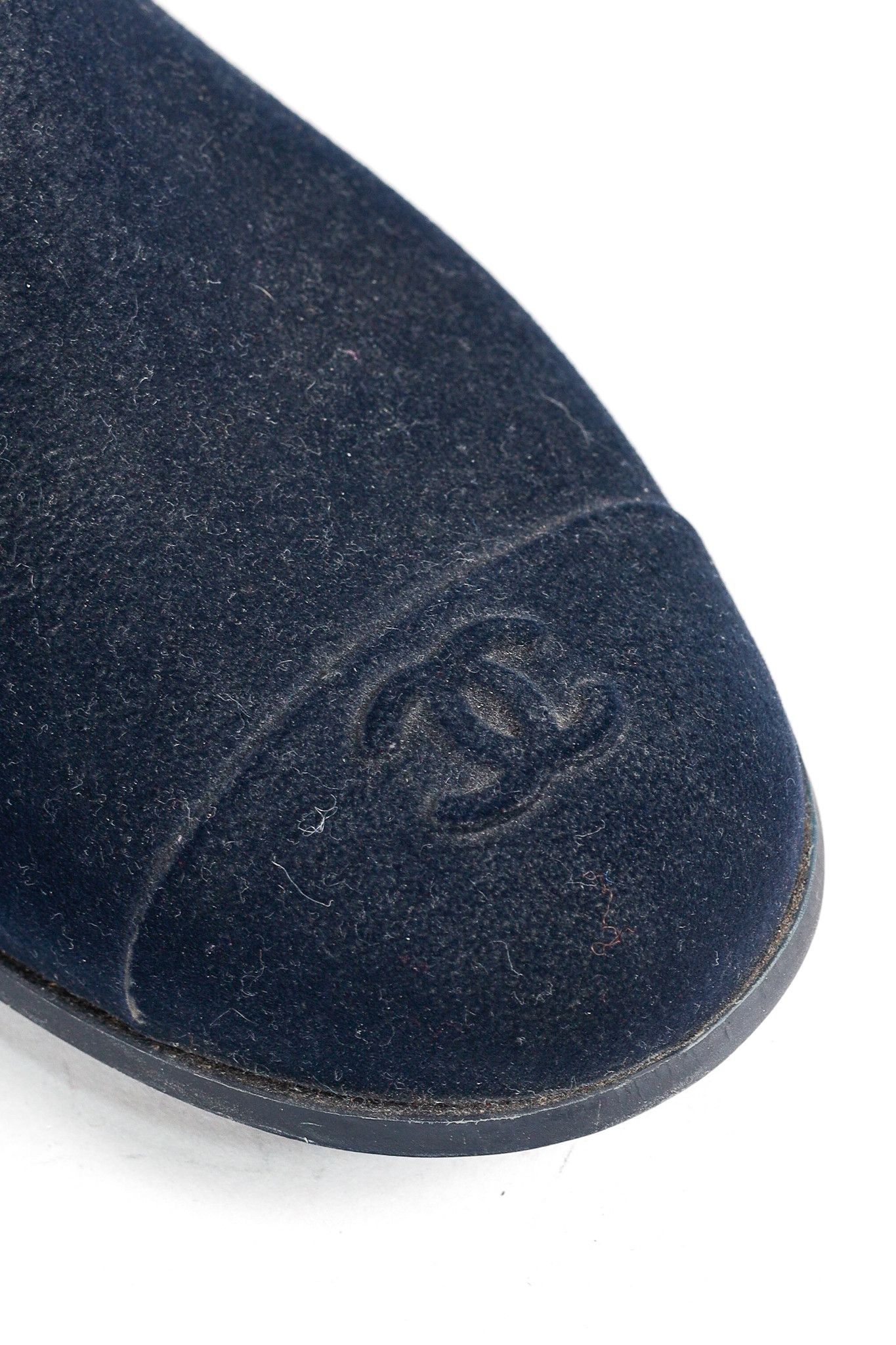Chanel Chanel 11A Navy Velvet Camellia Rubber Rain Boots Size US 6.5 / IT 36.5 - 7 Thumbnail