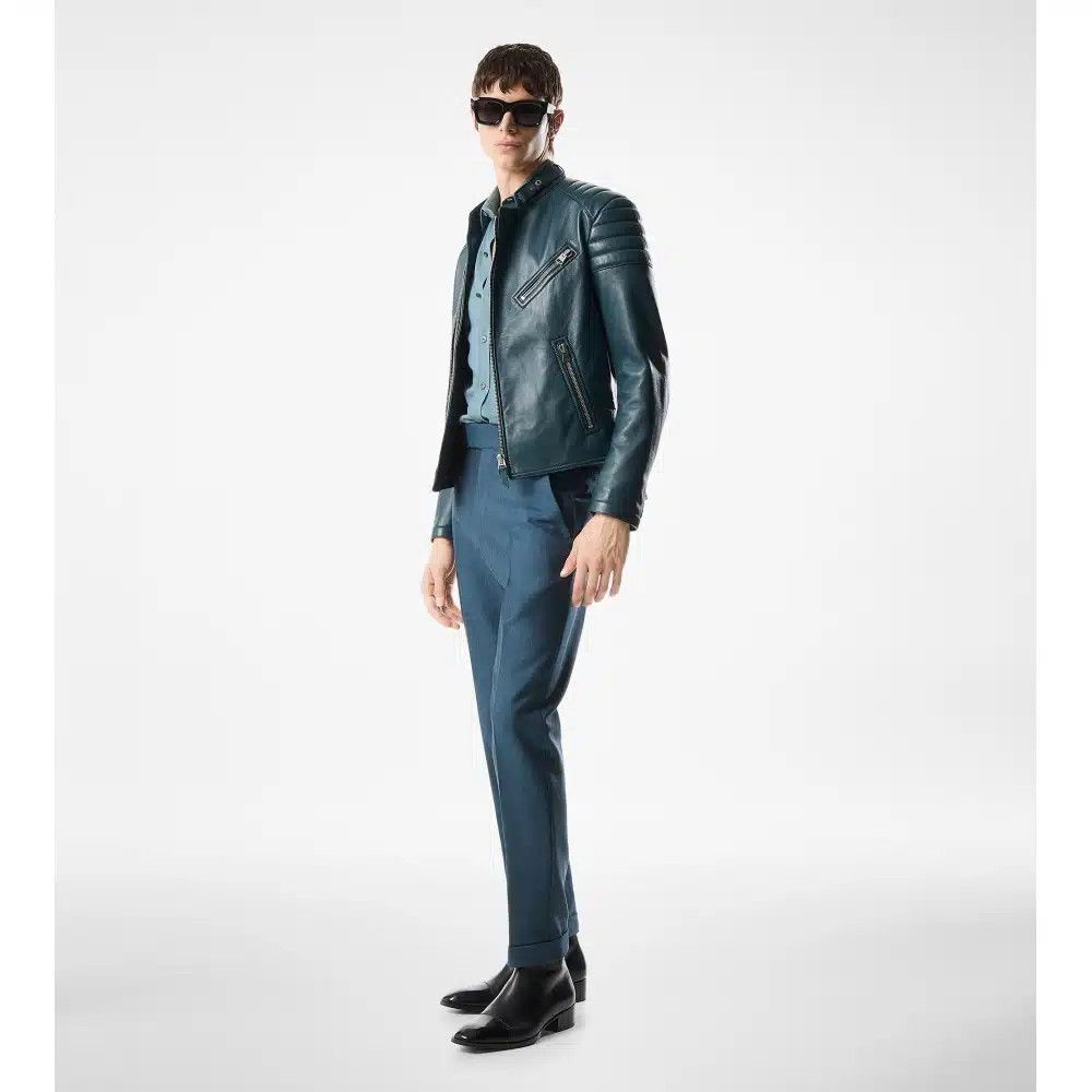 Tom Ford o1loc1c0725 LXI006 Leather Biker Jacket in Blue Size US L / EU 52-54 / 3 - 2 Thumbnail