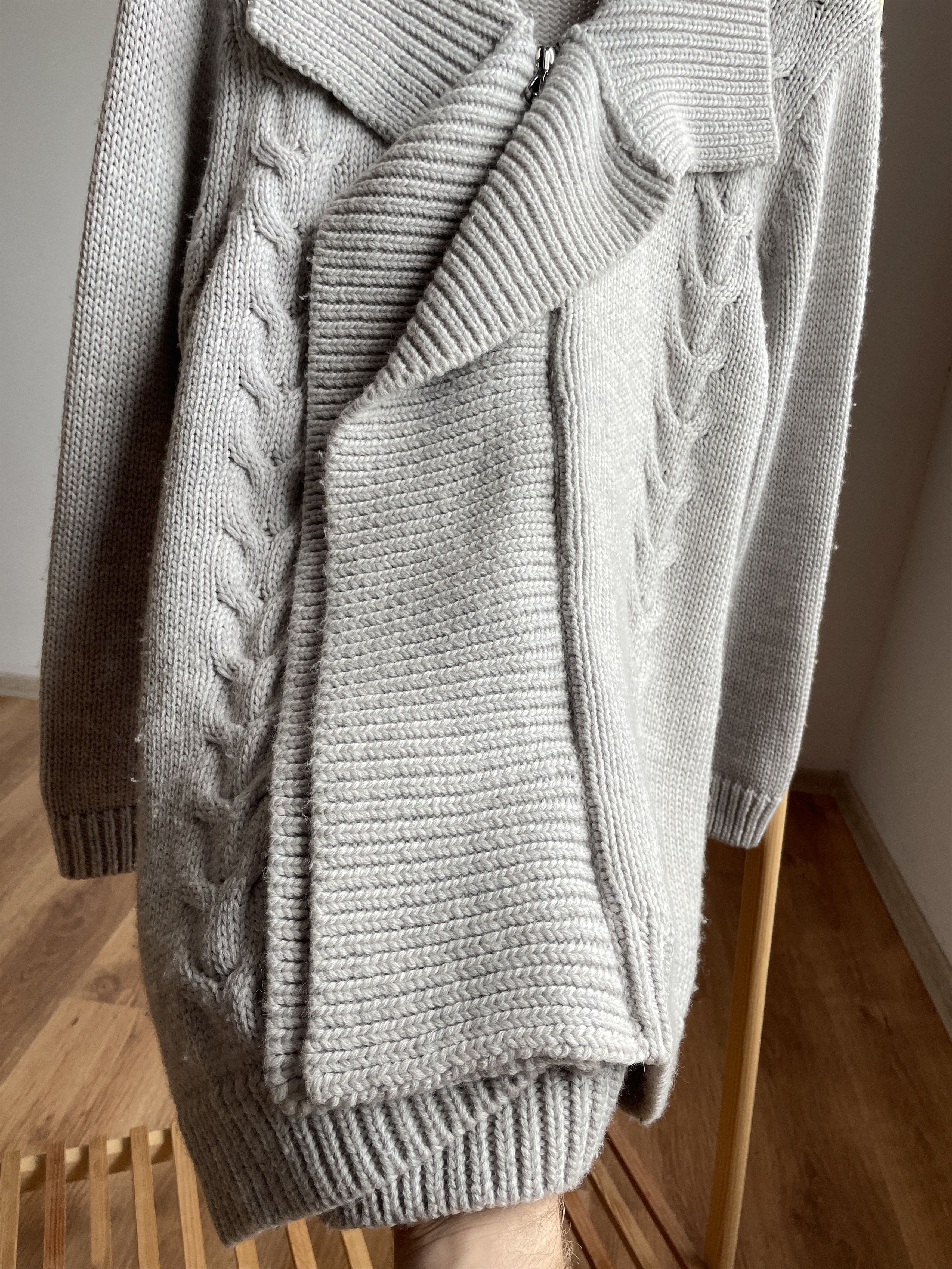 Designer Dom Goor Womens Chunky Cable Knit Cashmere/Wool Cardigan Size L / US 10 / IT 46 - 6 Thumbnail