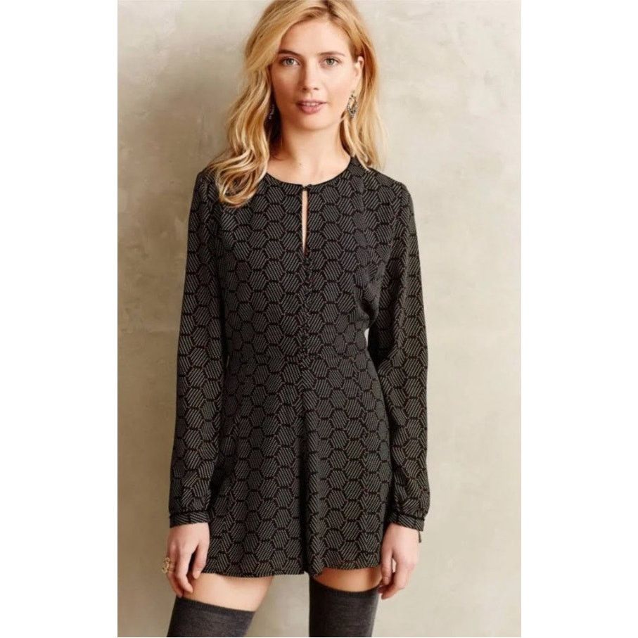 Anthropologie Anthropologie harlyn Honeycomb Long Sleeve Shorts Romper L Size 32" / US 10 / IT 46 - 1 Thumbnail