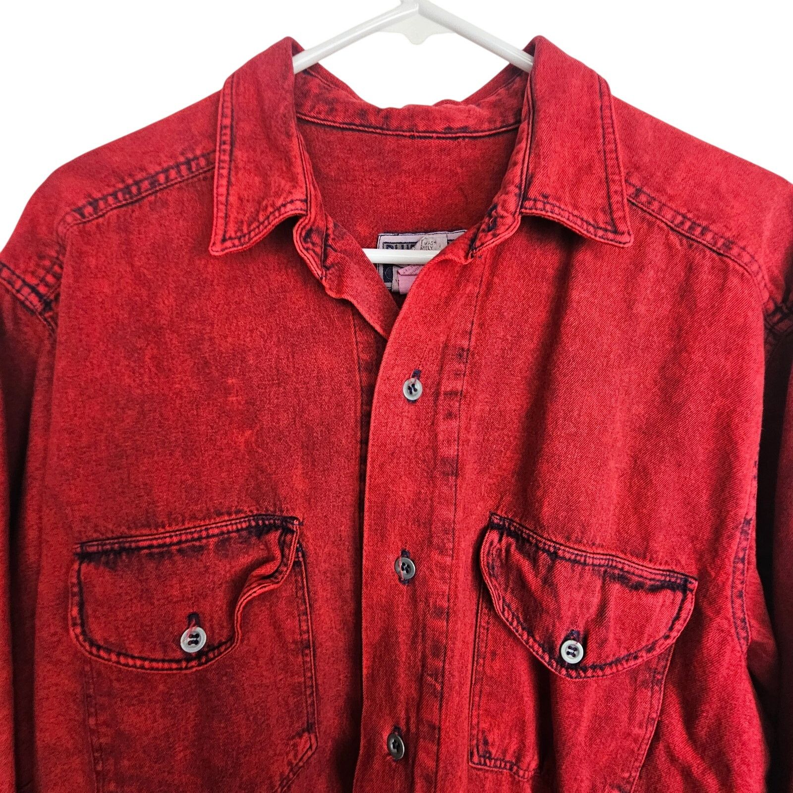 Calvin Klein Vintage Calvin Klein Mens Red Stone Wash Denim Shirt Size L Size US L / EU 52-54 / 3 - 2 Thumbnail