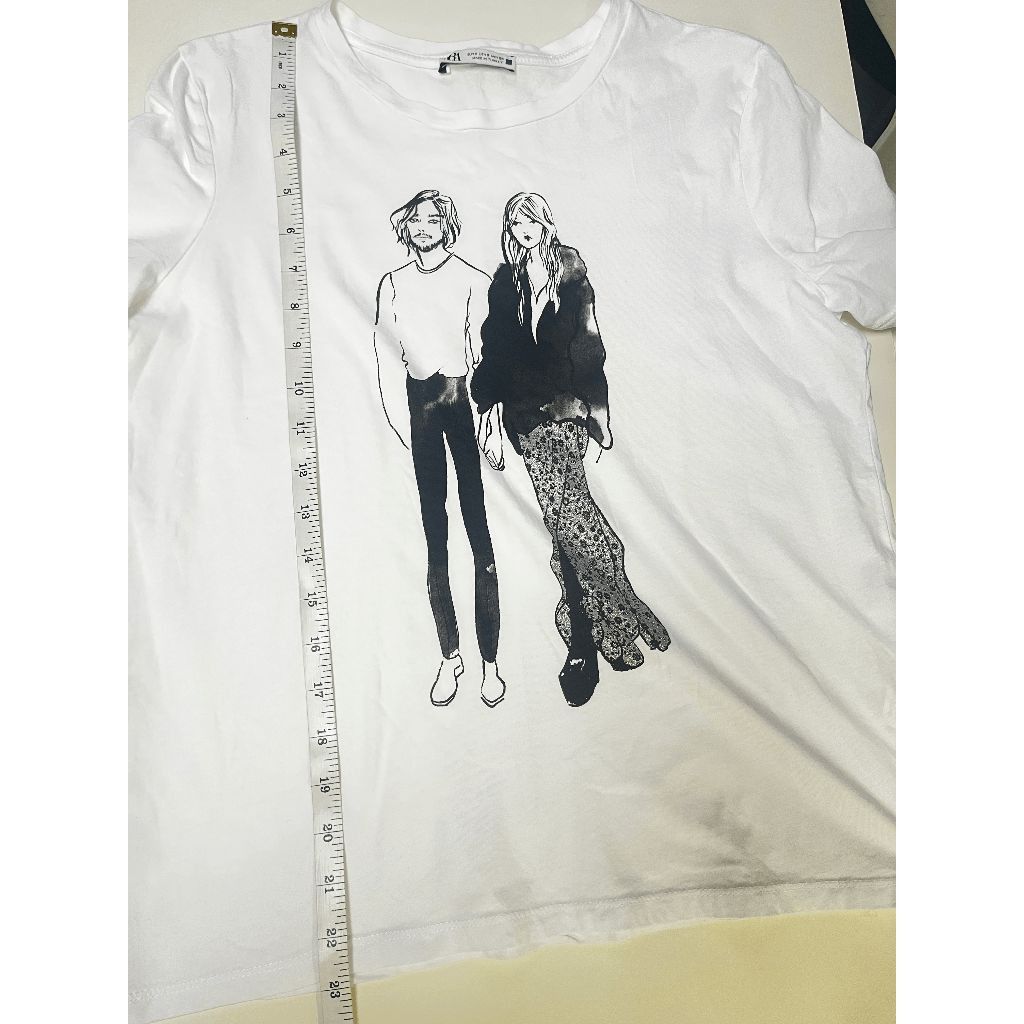 Zara Zara Womens Pullover Crew neck Graphic Basic Tshirt White 10 Size S / US 4 / IT 40 - 2 Thumbnail