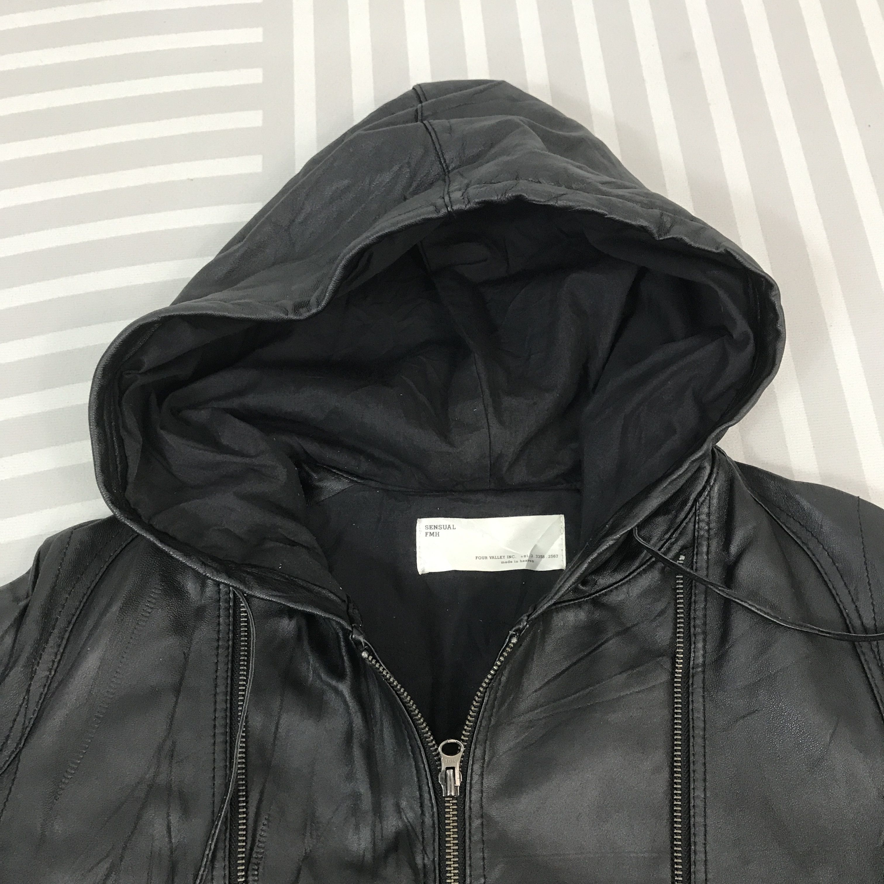 Japanese Brand × Leather × Vintage Sensual FMH Double zipper Leather Jacket hoodie design Size US M / EU 48-50 / 2 - 7 Thumbnail