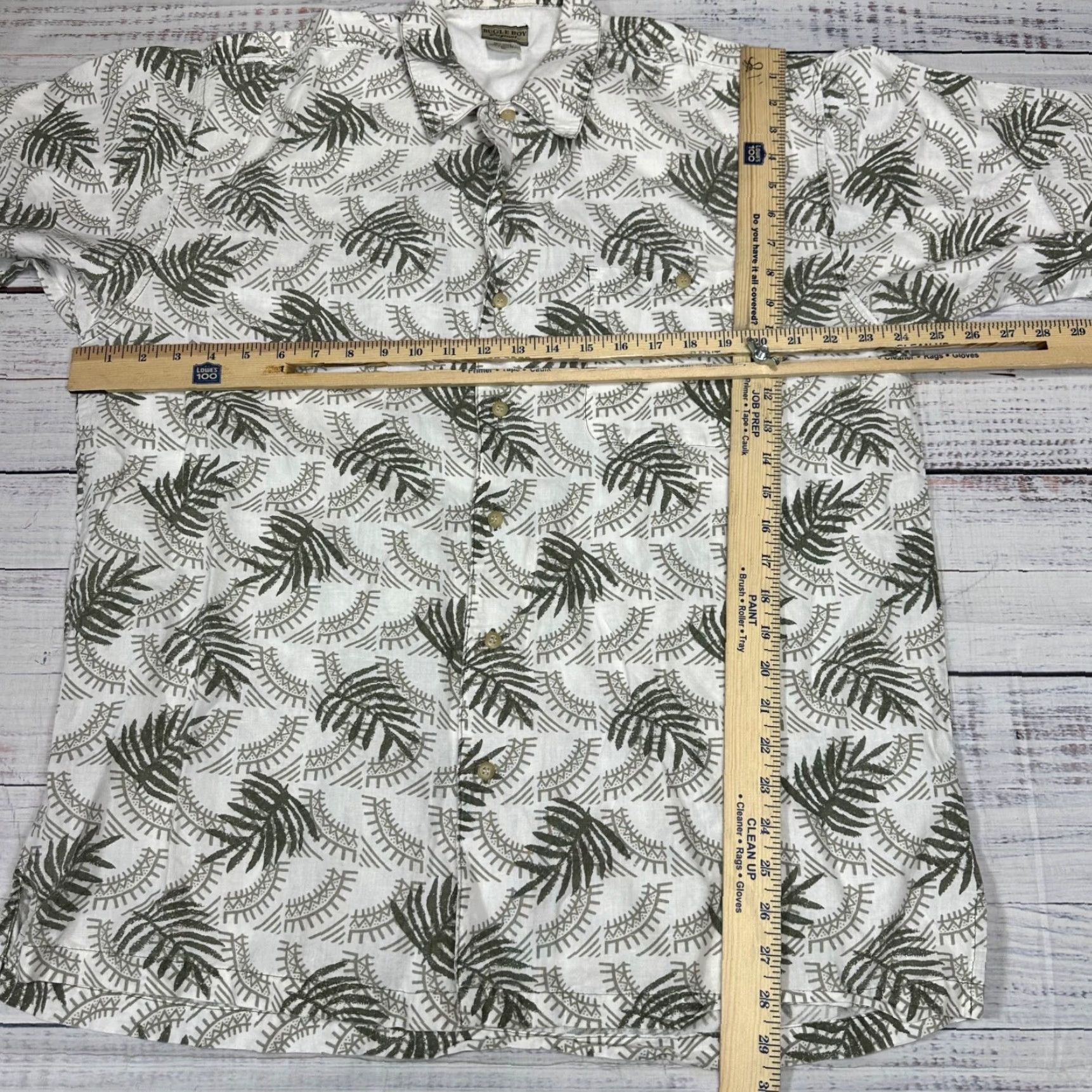 Bugle Boy Bugle Boy Originals Mens Button-Up Short Sleeve Shirt XL White/Gray Print Size US XL / EU 56 / 4 - 2 Thumbnail