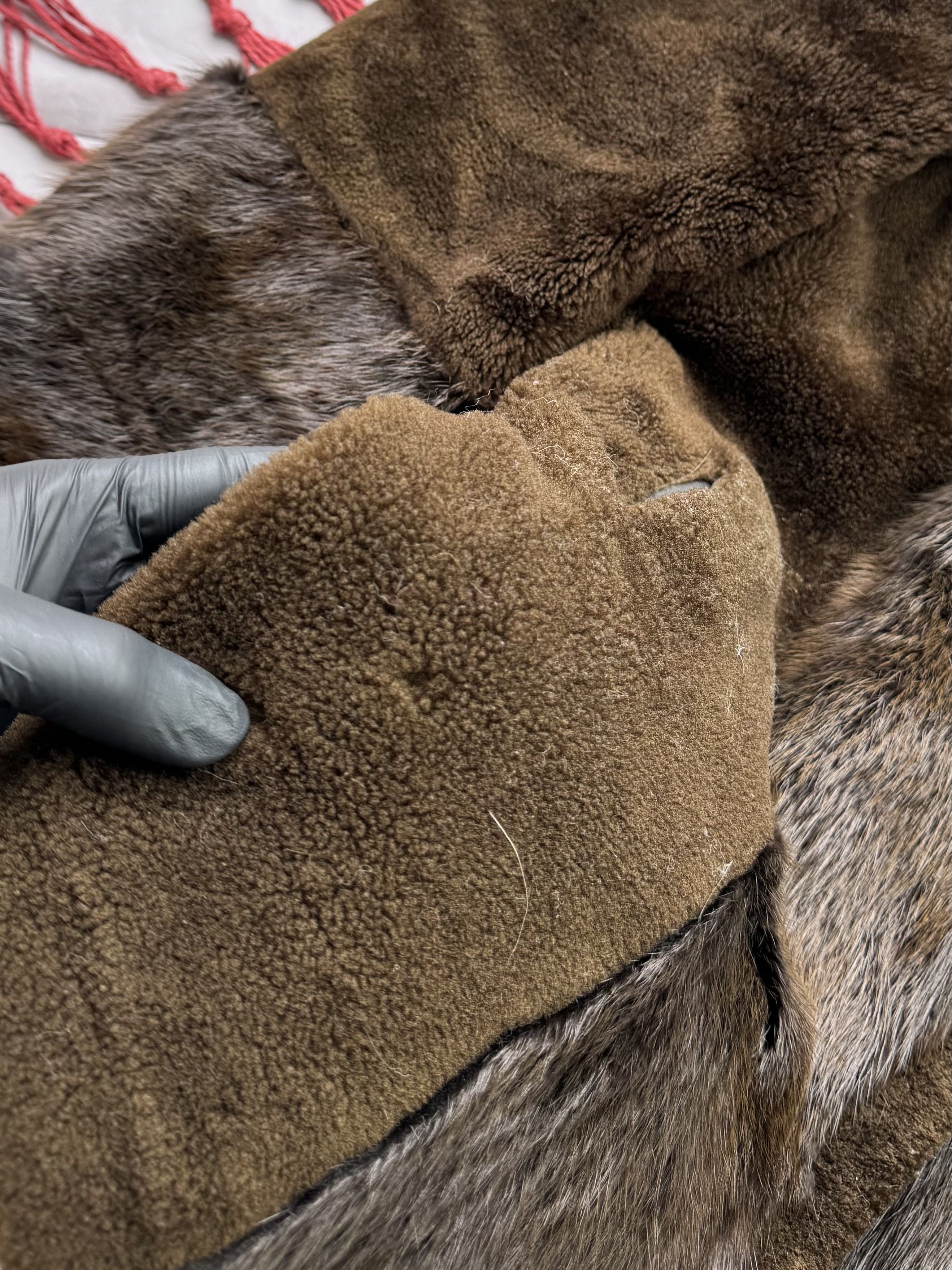 Vintage 90s Real Sheepskin Hooded Jacket With Real Fur (E4) Size M / US 6-8 / IT 42-44 - 8 Thumbnail