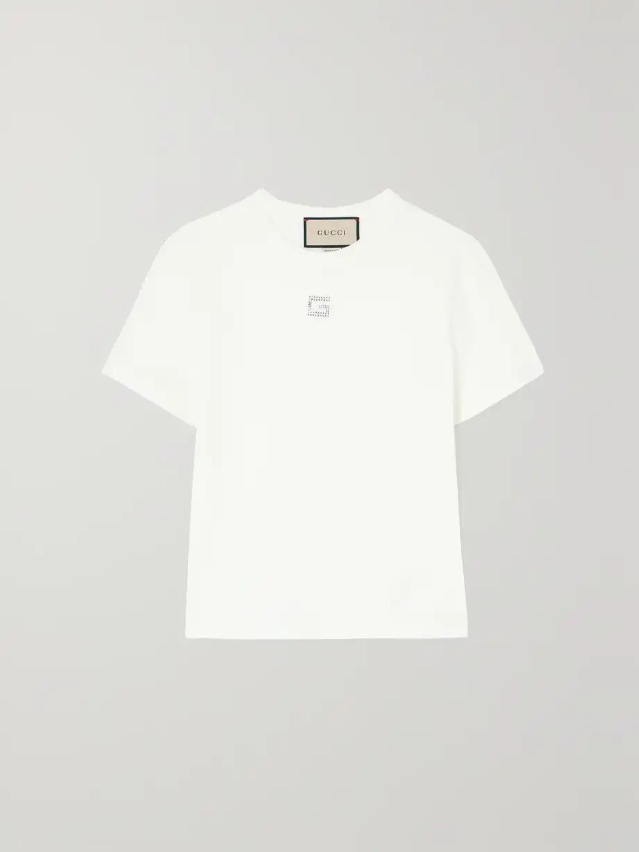 Gucci Gucci Crystal G Cotton Jersey T Shirt SIZE XXS Size ONE SIZE - 1 Thumbnail