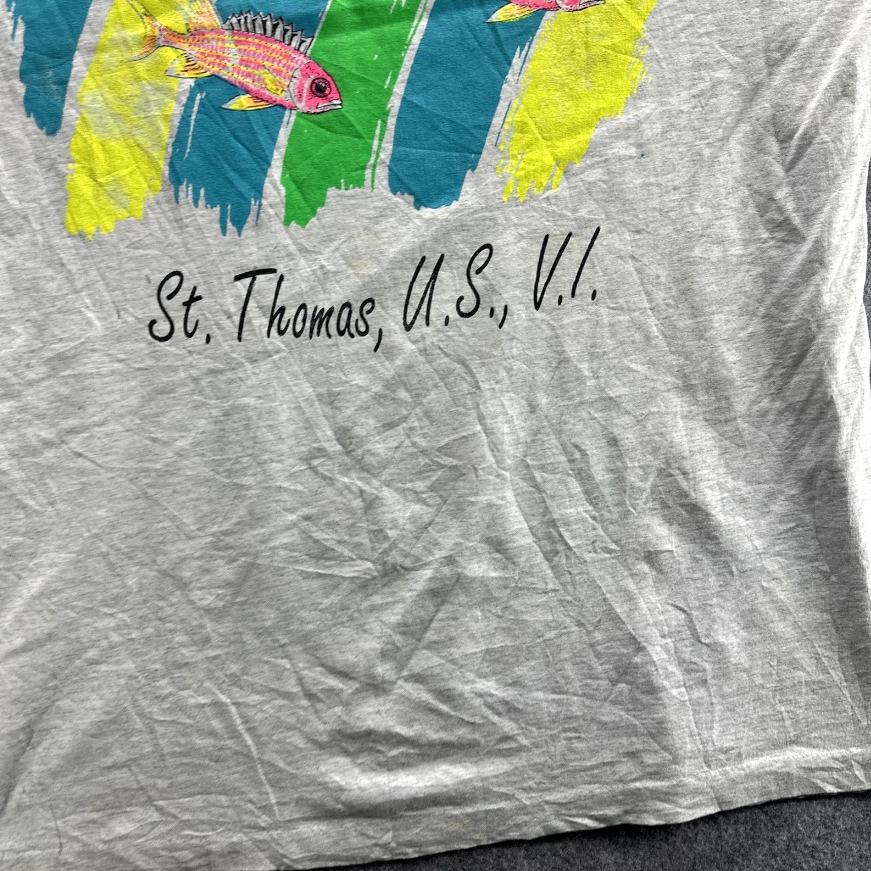 Vintage VINTAGE Screen Stars Best Shirt Mens XL Gray Fish Graphic Tee USA 90s St Thomas USVI Size US XL / EU 56 / 4 - 6 Thumbnail