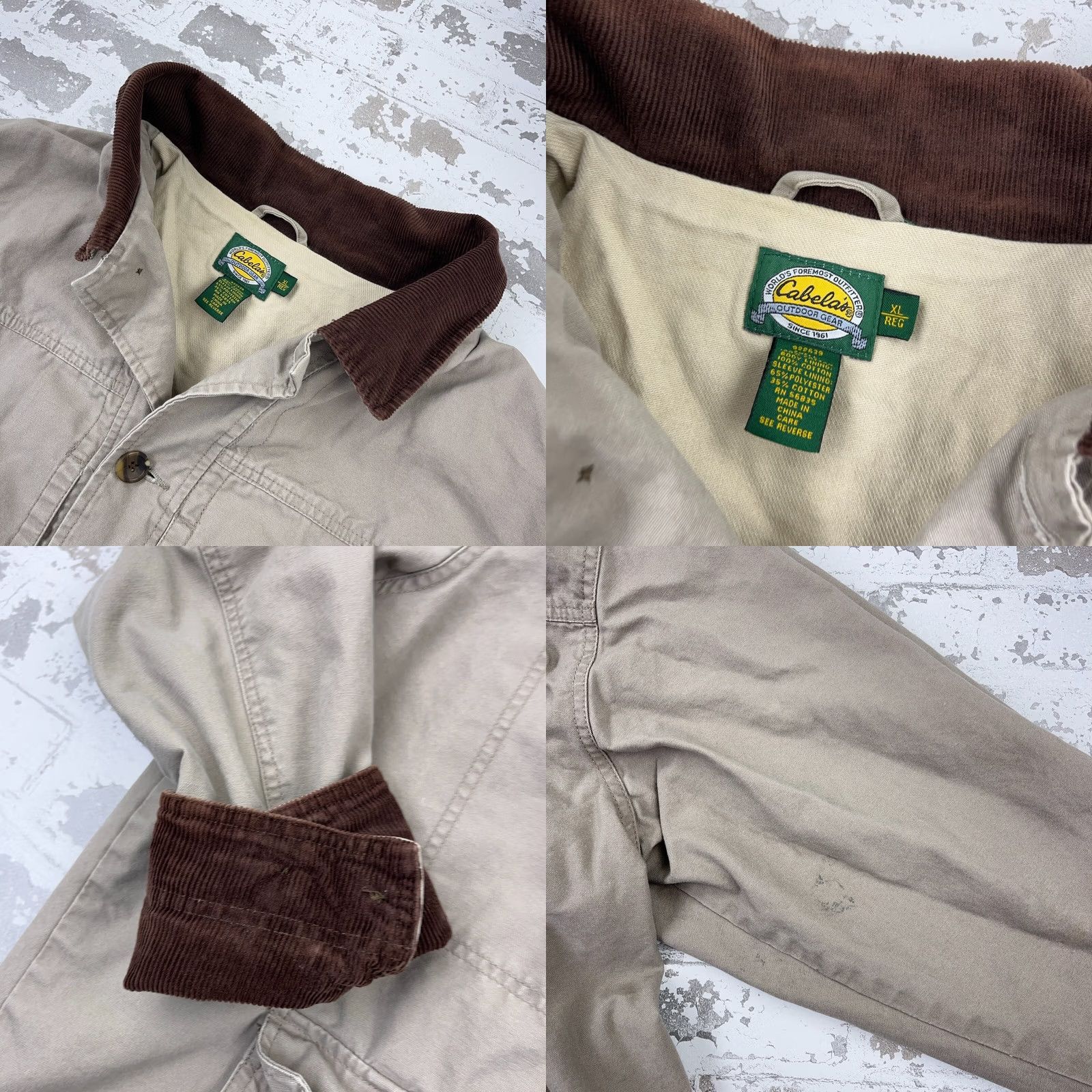 Vintage VINTAGE Cabela's Chore Jacket Men XL Tan Brown Barn Coat Corduroy Collar Green Solid 80s Retro Hipster Rockabilly Overcoat Jacket Mens Size US XL / EU 56 / 4 - 8 Thumbnail