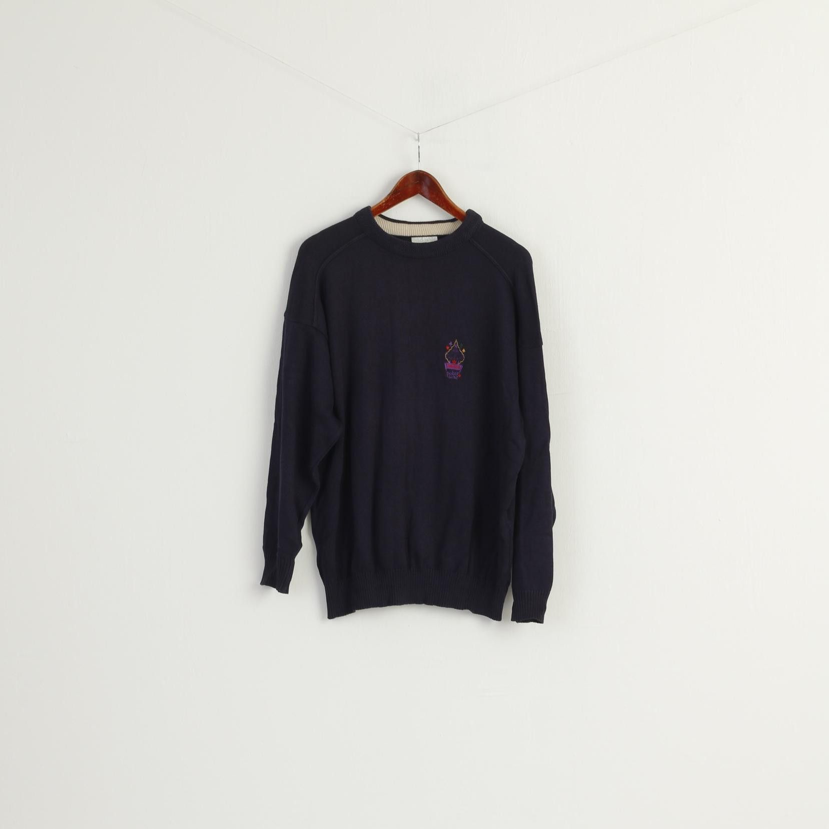 Adidas Adidas Men L Jumper Navy Cotton Poker Line Vintage 9024 Size US L / EU 52-54 / 3 - 2 Thumbnail