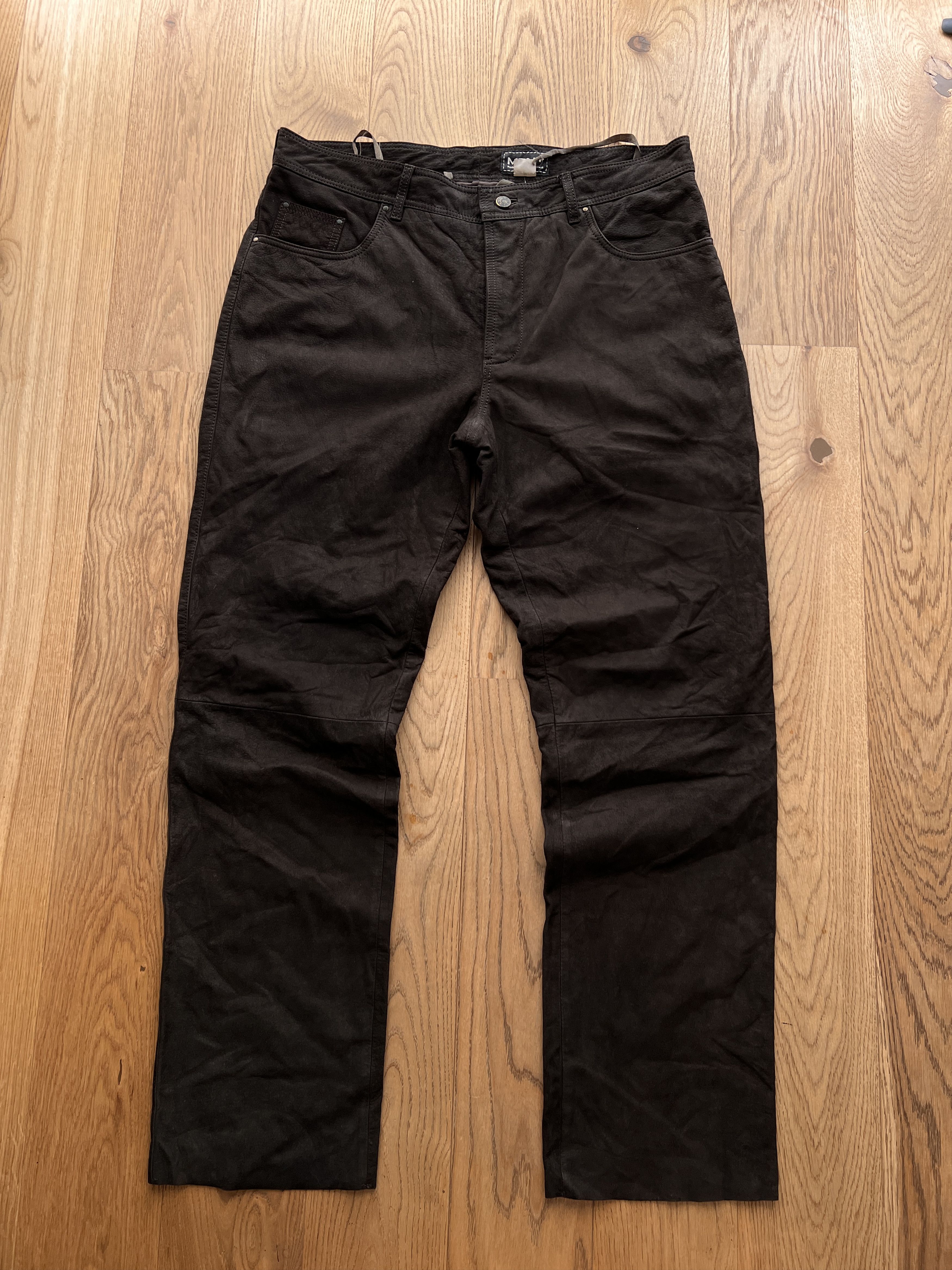 Genuine Leather Vintage 90s real leather pants y2k baggy faded streetfashion Size US 38 / EU 54 - 2 Thumbnail