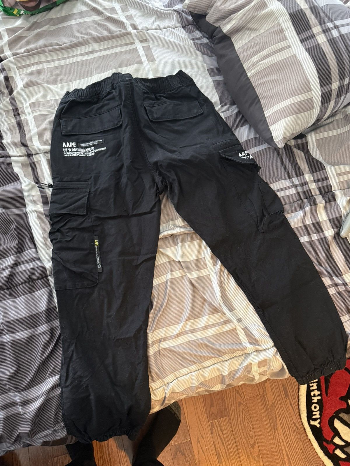Aape AAPE By Bathing Ape Black Cargo Joggers Size US 32 / EU 48 - 2 Thumbnail