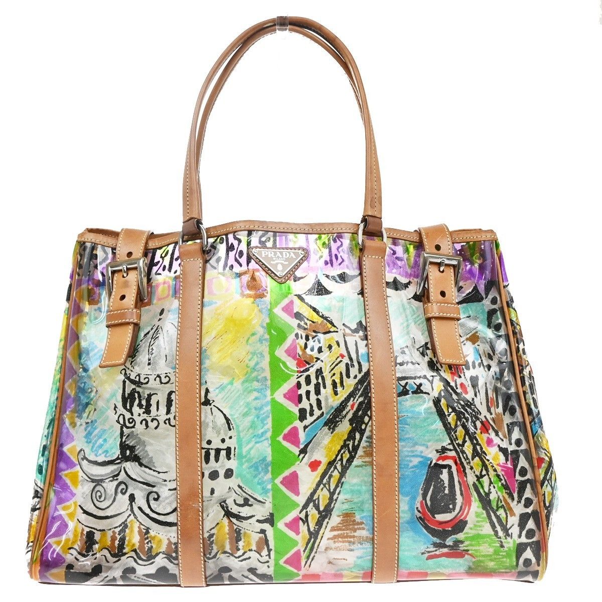 Prada Prada Venice Belted Tote Printed Canvas and Leather Size ONE SIZE - 1 Thumbnail