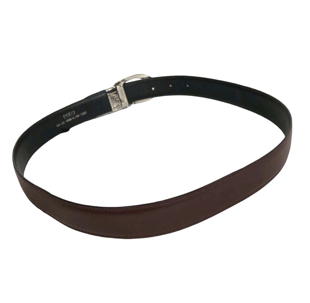 Gucci Gucci G-Buckle Leather Belt Wine Red/Silver Tom Ford Era Size ONE SIZE - 2 Thumbnail
