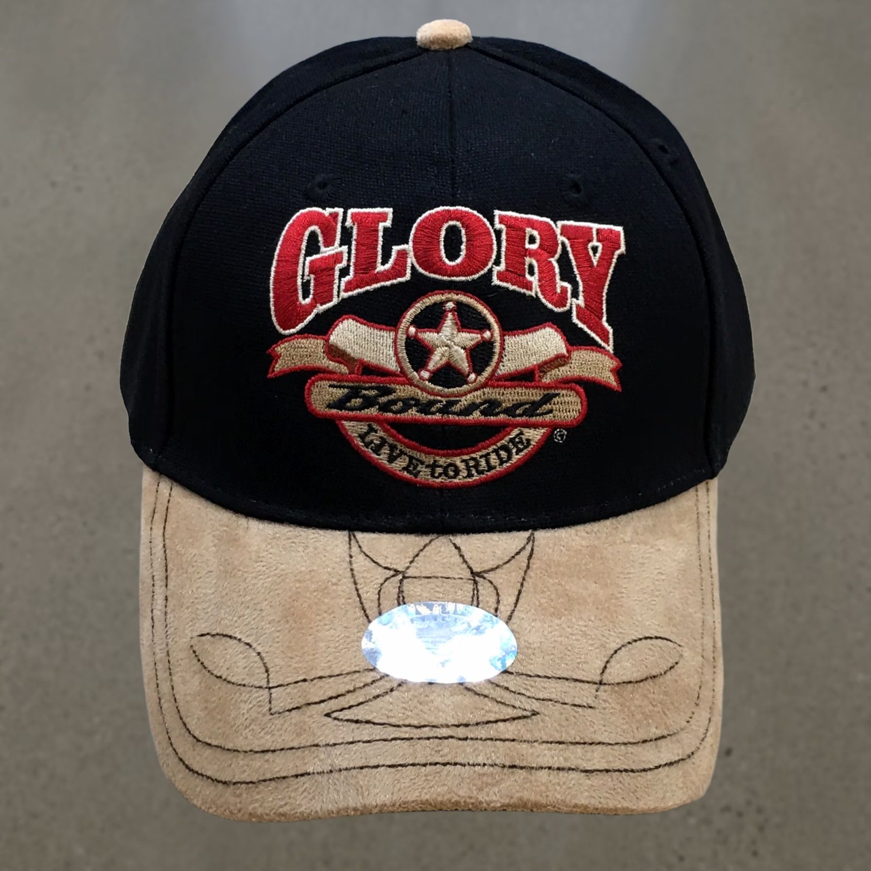 Vintage Capsmith Glory Bound Live To Ride Biker Baseball Cap Hat Mens OS Black Beige Embrodered Size ONE SIZE - 1 Thumbnail