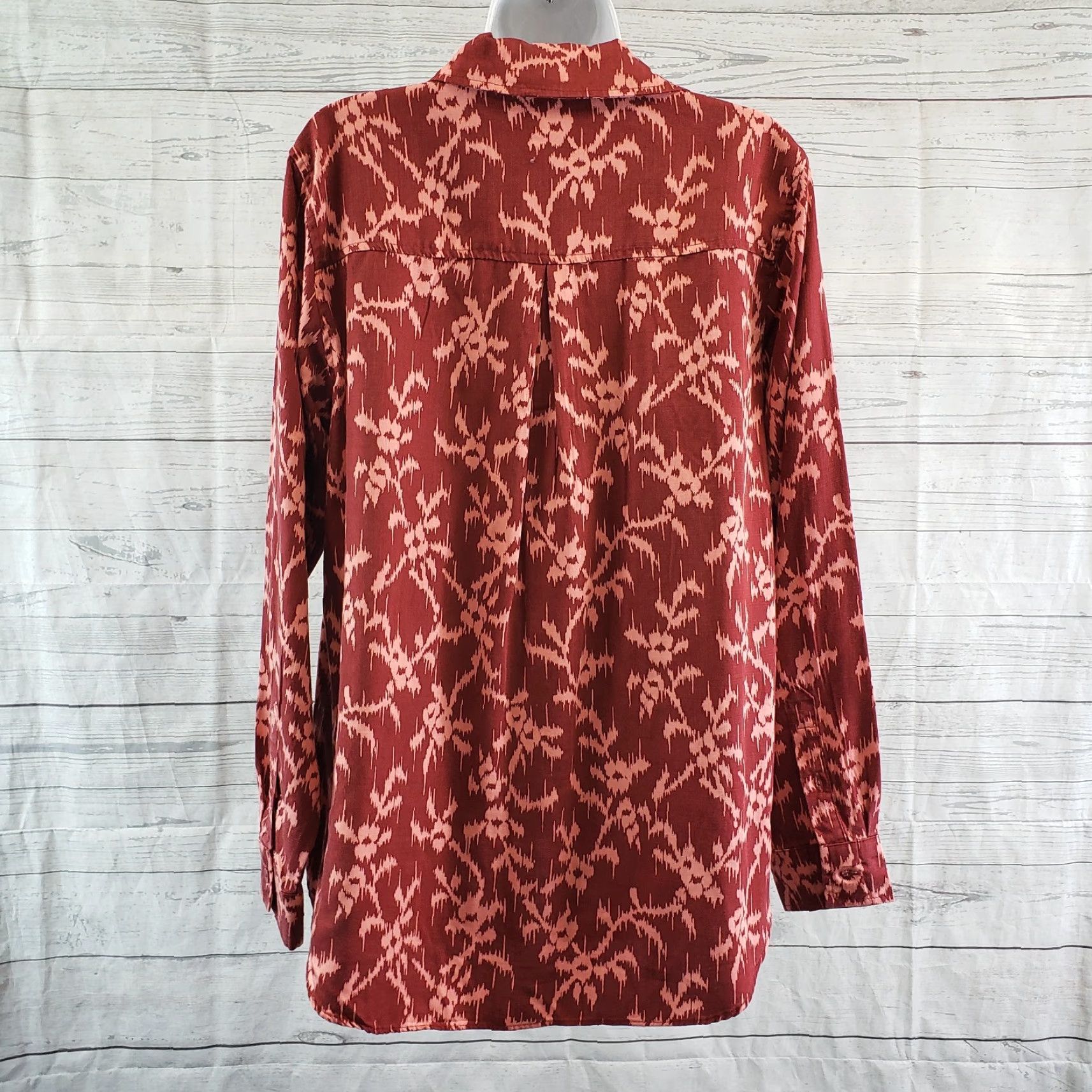 Vintage Knox Rose Womens Button Front Shirt Sz S Red Long Sleeve Lyocell Size S / US 4 / IT 40 - 4 Thumbnail