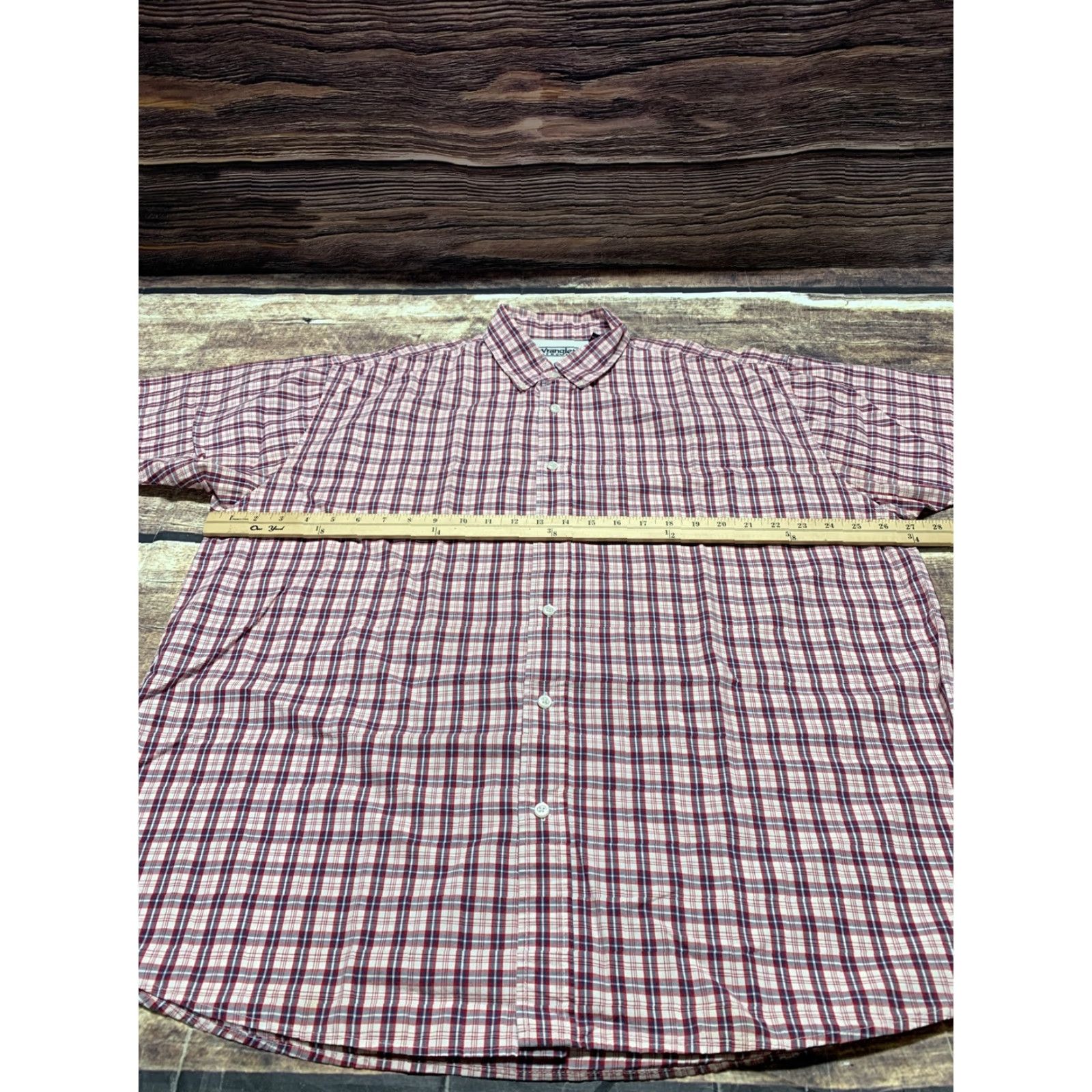 Wrangler Wrangler Short Sleeve Shirt Mens XL Plaid Button-Up Western Color Pink Red White Pattern Size US XL / EU 56 / 4 - 5 Thumbnail