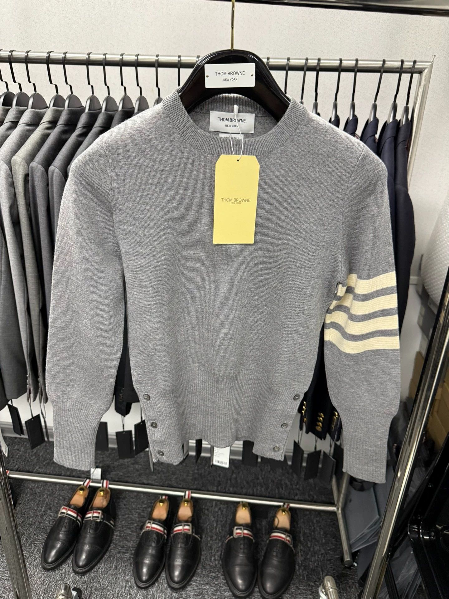 Thom Browne Thom Browne Light Gray 4-Bar Wool Sweater Women's SZ38 Size XS / US 0-2 / IT 36-38 - 1 Thumbnail