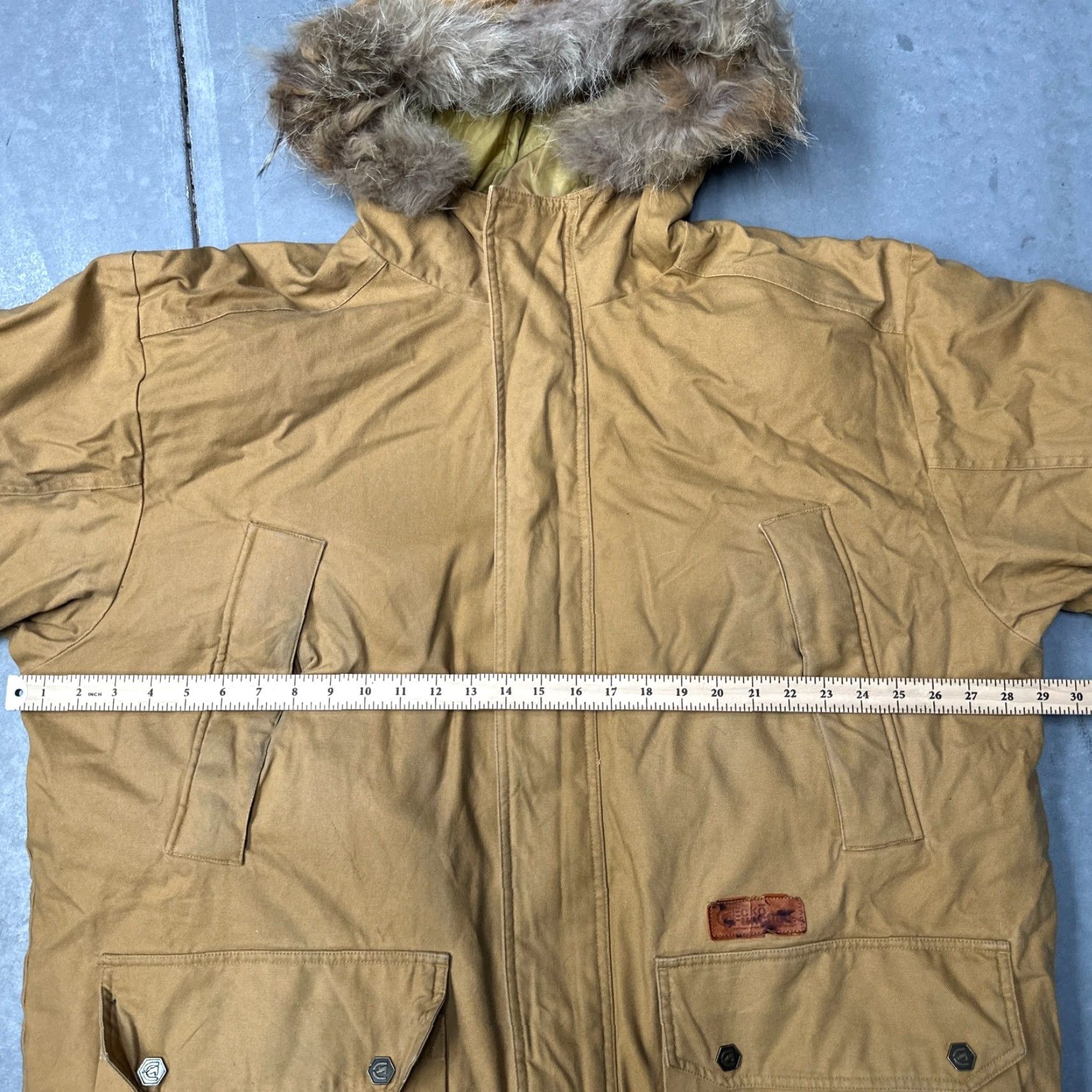 Vintage VINTAGE Ecko Function Real Fur Trim Hood Puffer Duck Canvas Jacket Men XXL Brown Pockets Size US XXL / EU 58 / 5 - 3 Thumbnail
