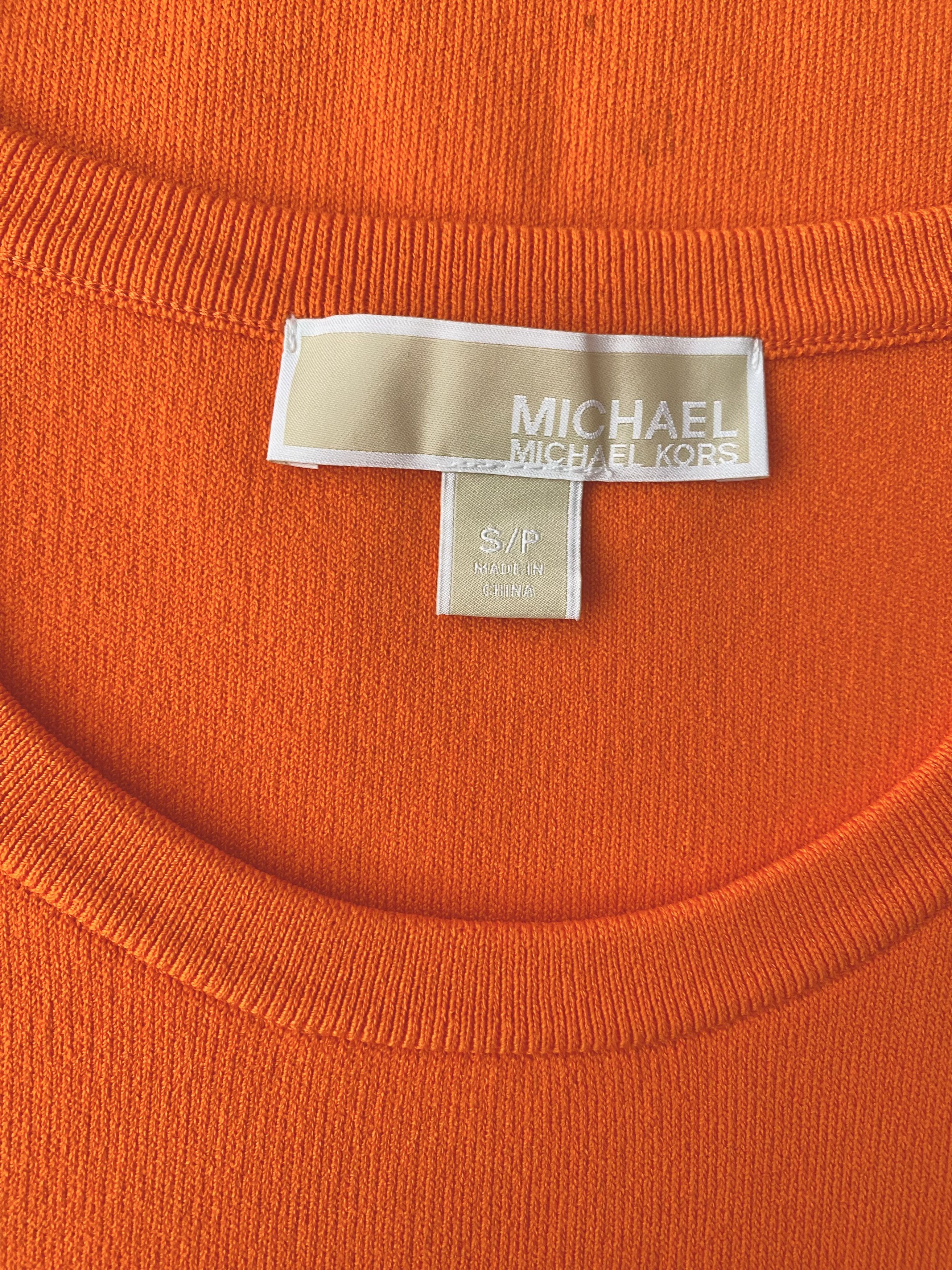 Michael Kors Michael Kors - Bright Orange Knit Bodycon Dress Size S / US 4 / IT 40 - 8 Thumbnail