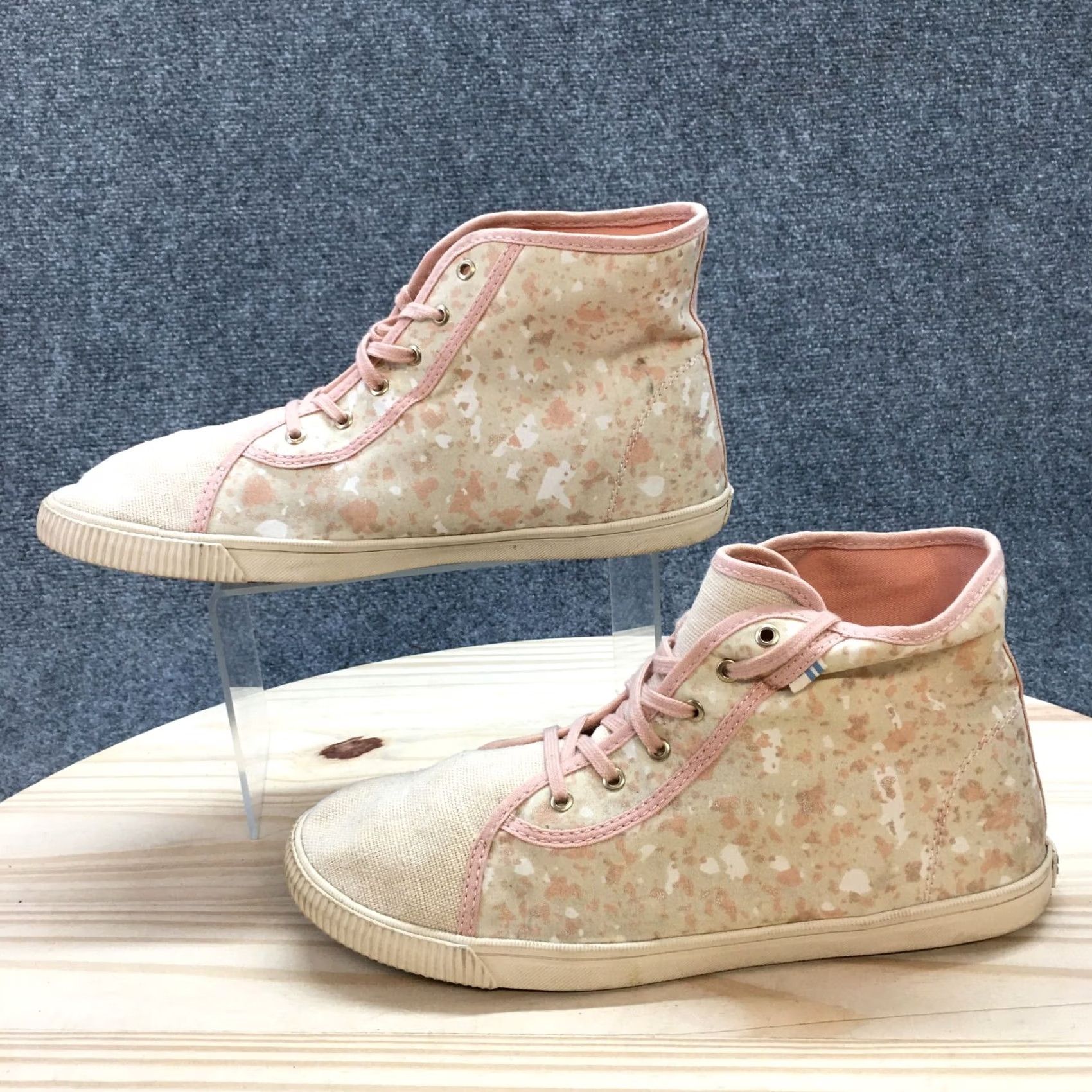 Toms TOMS Womens 10 Camarillo Floral High Top Sneakers Beige Pink - Floral, Casual, Lace Up, Fabric Upper, 10012436, White, Beige, Womens, Sneaker Size L / US 10 / IT 46 - 3 Thumbnail