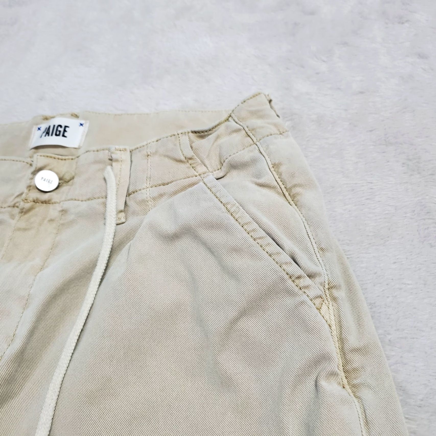Paige Paige Pants Women 27 Beige Mid Rise Wide-Leg Drawstring Stretch 29X28 Beachy Size 27" / US 4 / IT 40 - 5 Thumbnail