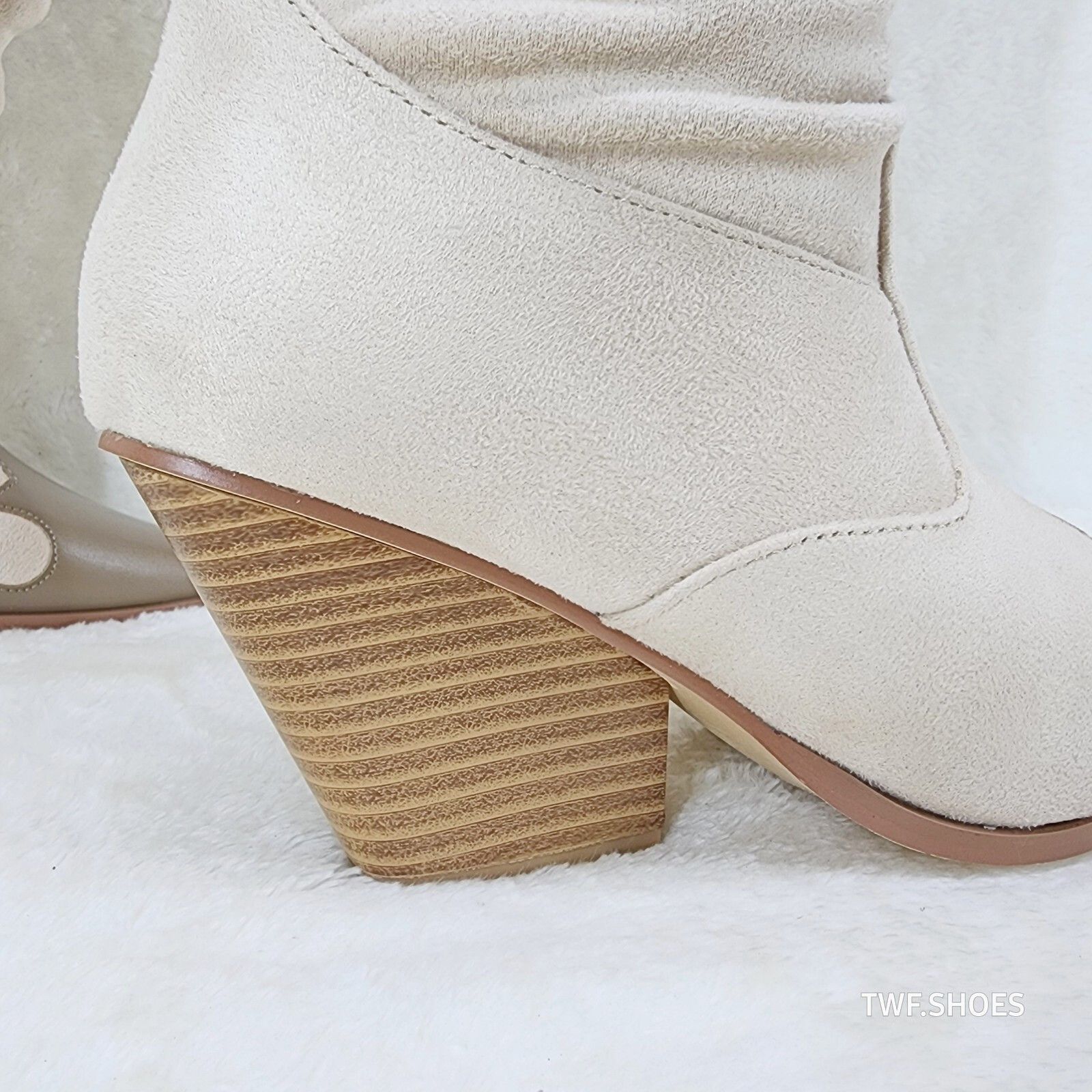 Other Iconic Country Western Thigh high Cowgirl Boots Cream Taupe Size US 8 / IT 38 - 7 Thumbnail